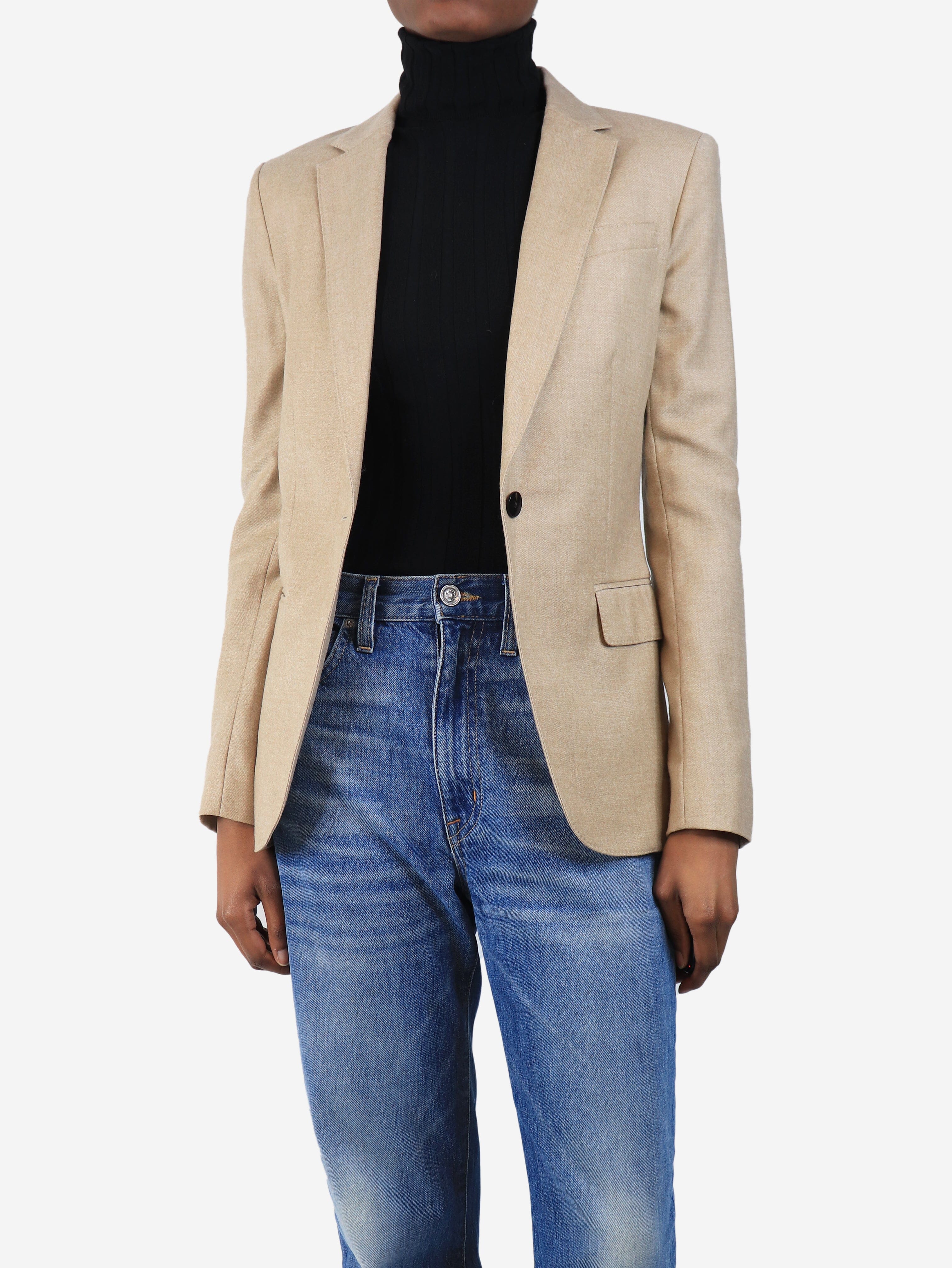 Beige wool blazer - size UK 4 - Image 3