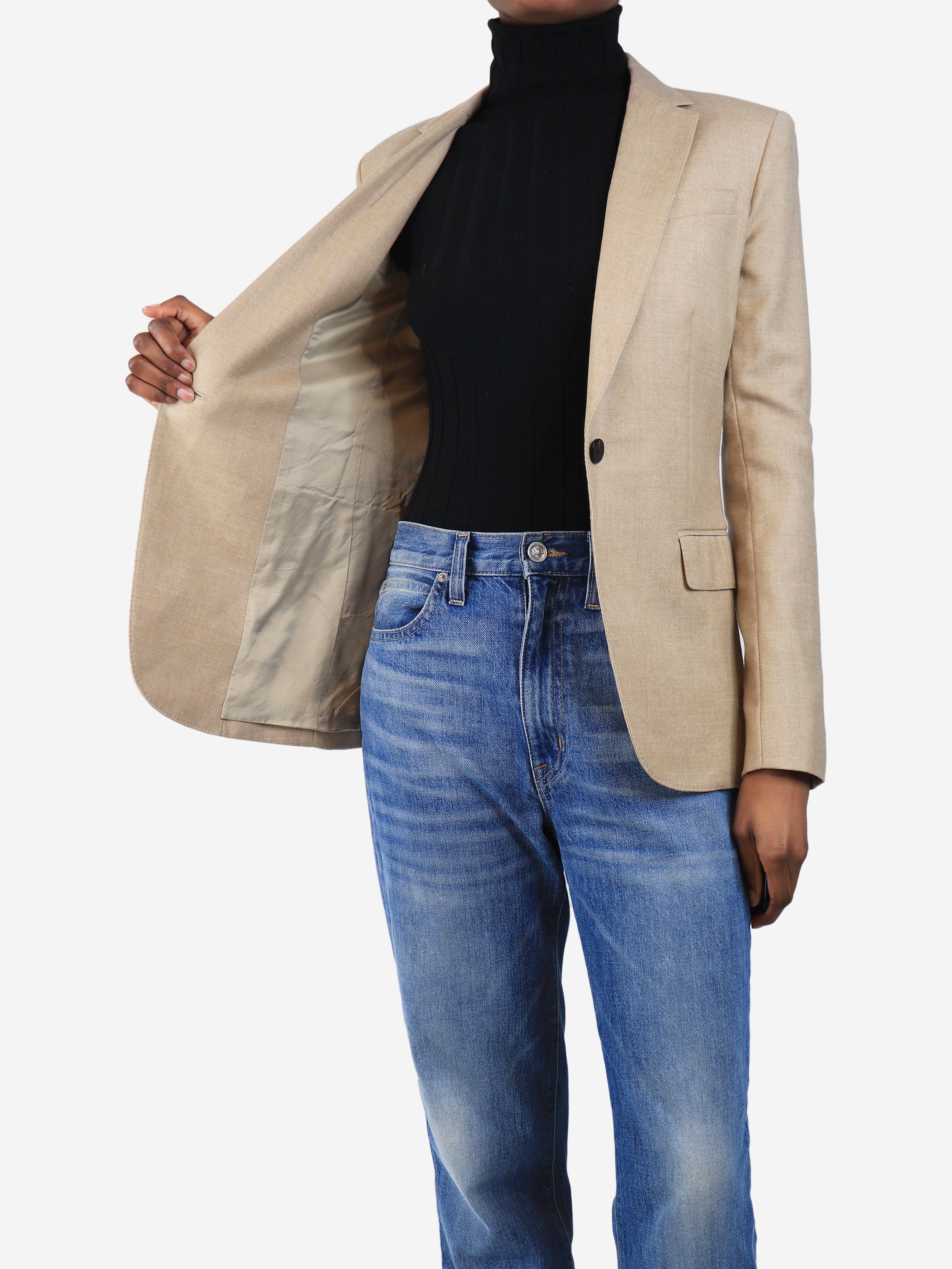 Beige wool blazer - size UK 4 - Image 4
