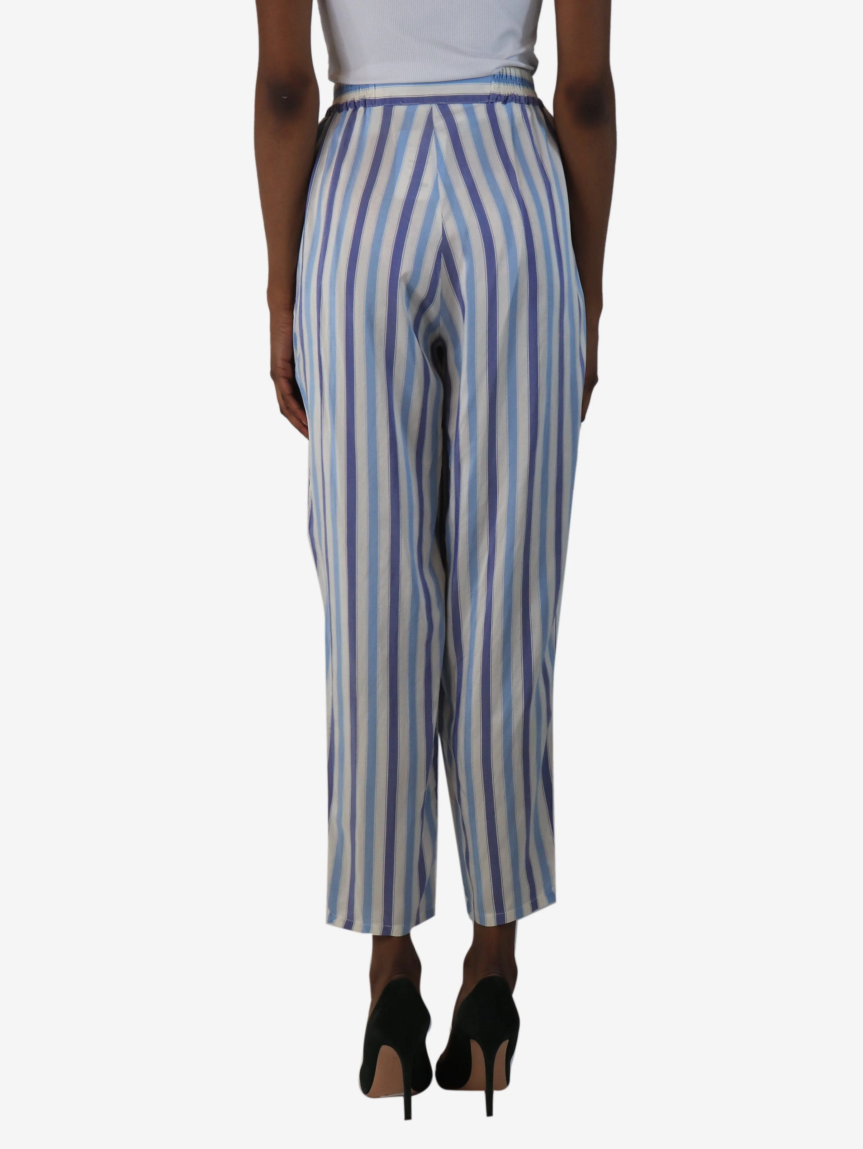 Blue striped silk trousers - size XS - Image 3