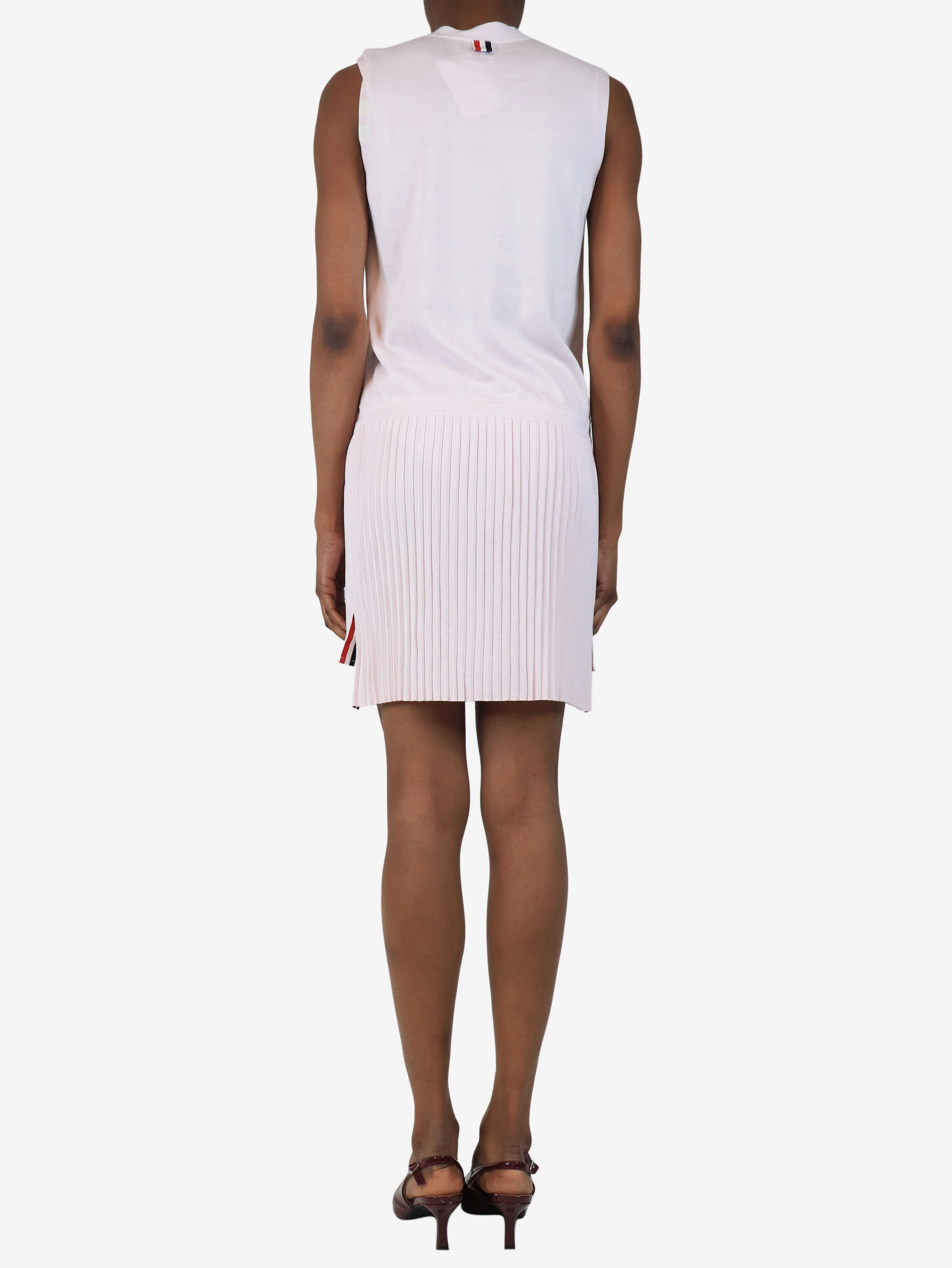 Thom Browne Pink sleeveless knit pleated dress - size UK 4 - Image 2