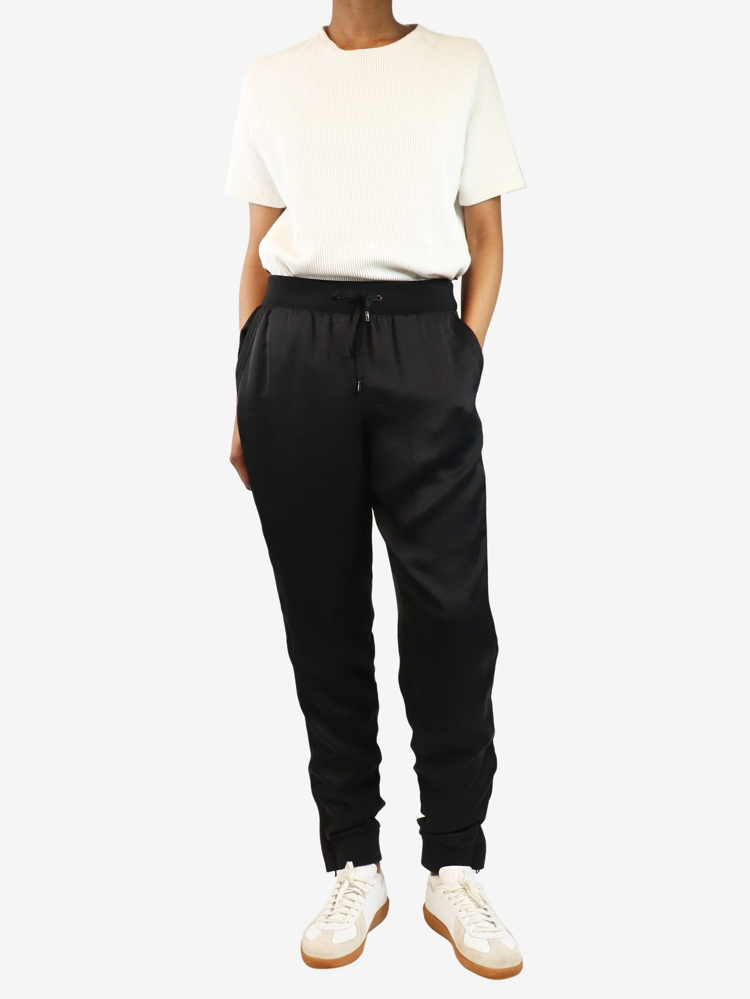 Black satin joggers - size UK 6 - Image 2