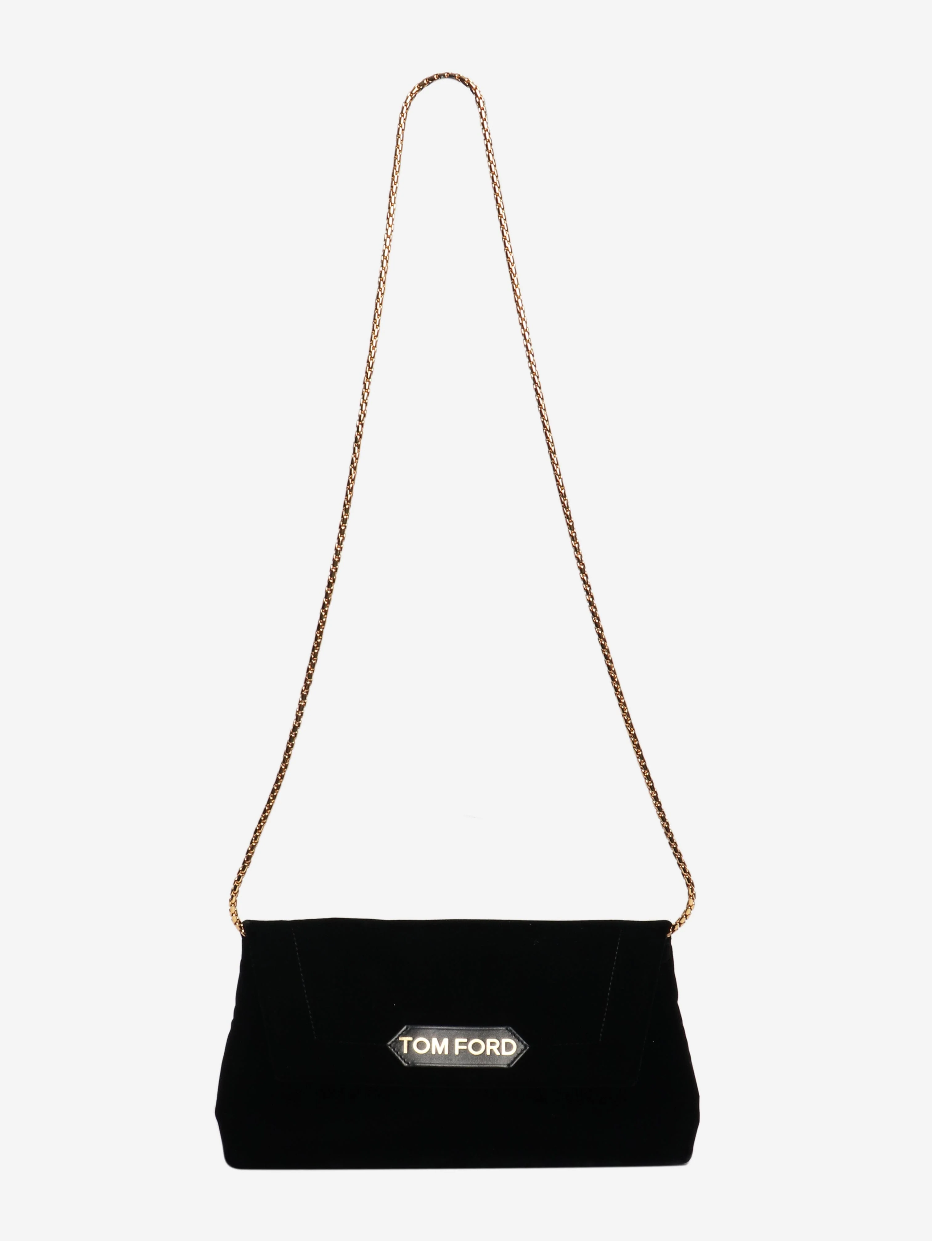 Black velvet chain shoulder bag - Image 2