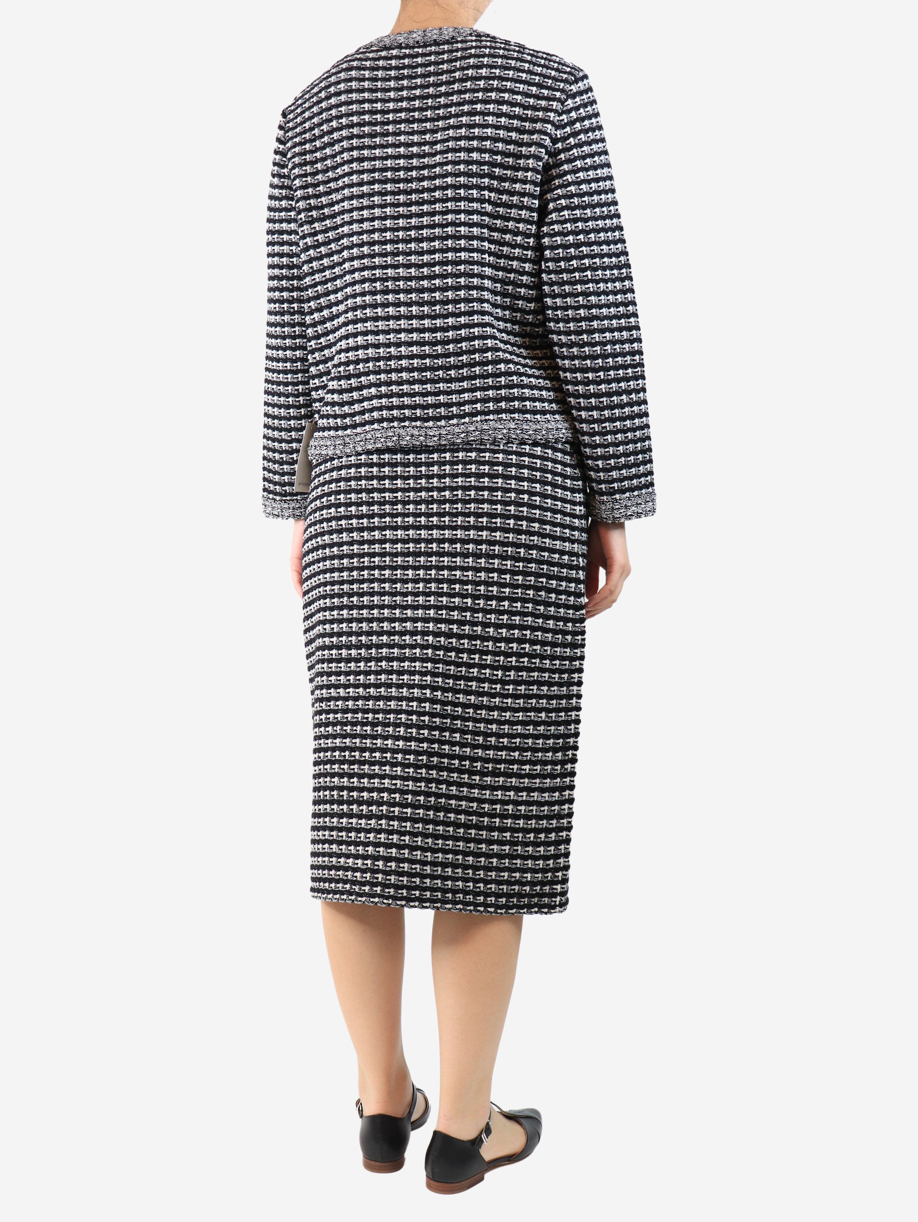 Black jacquard knit cardigan and skirt set - size M - Image 2