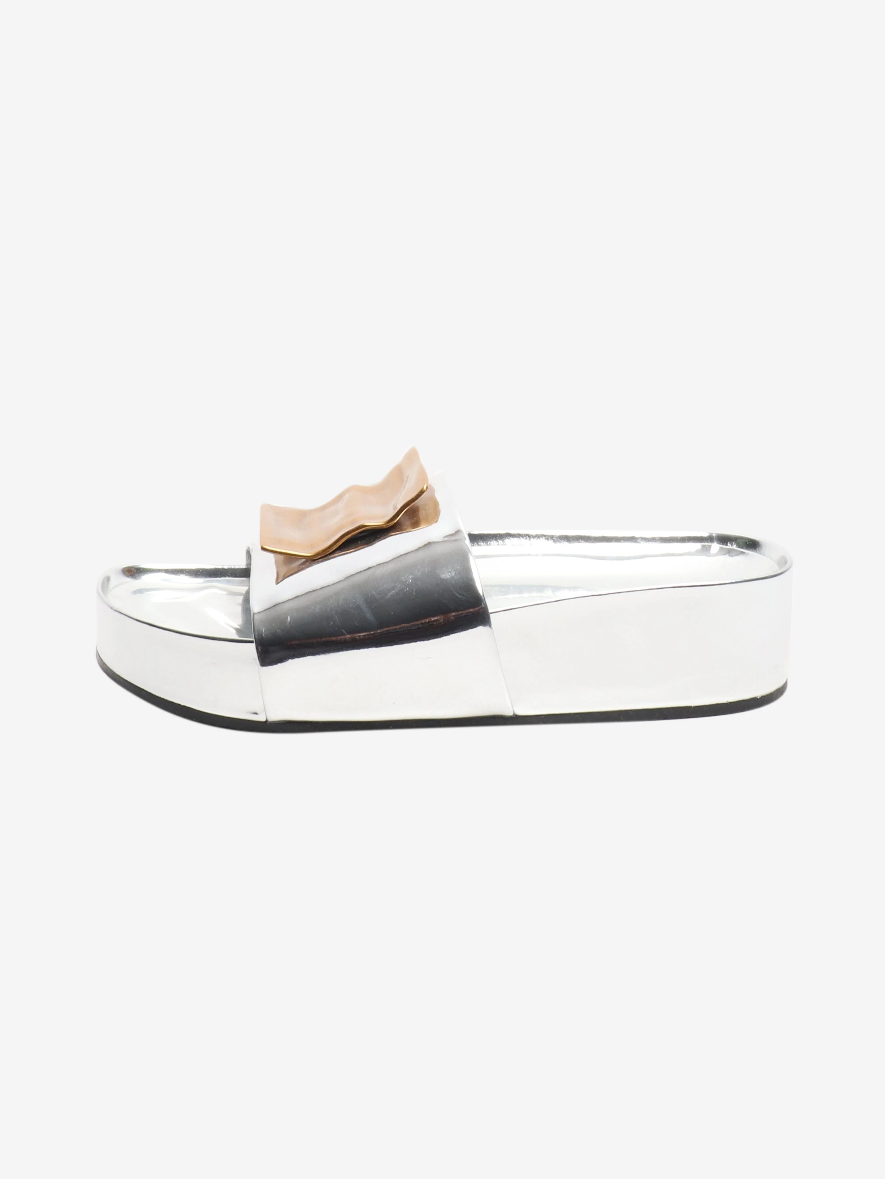 Silver Patos mismatched platform slides - size EU 39