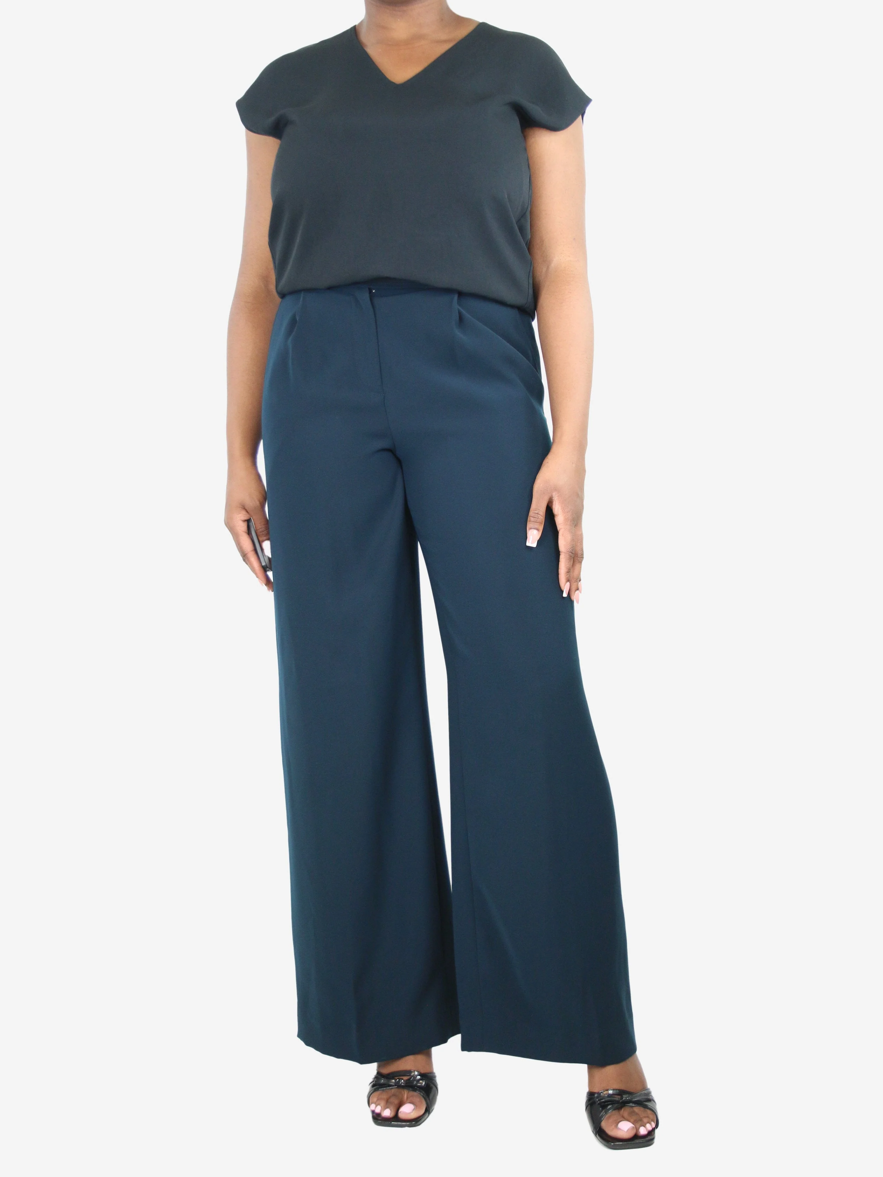 Blue wide-leg tailored trousers - size UK 14 - Image 2