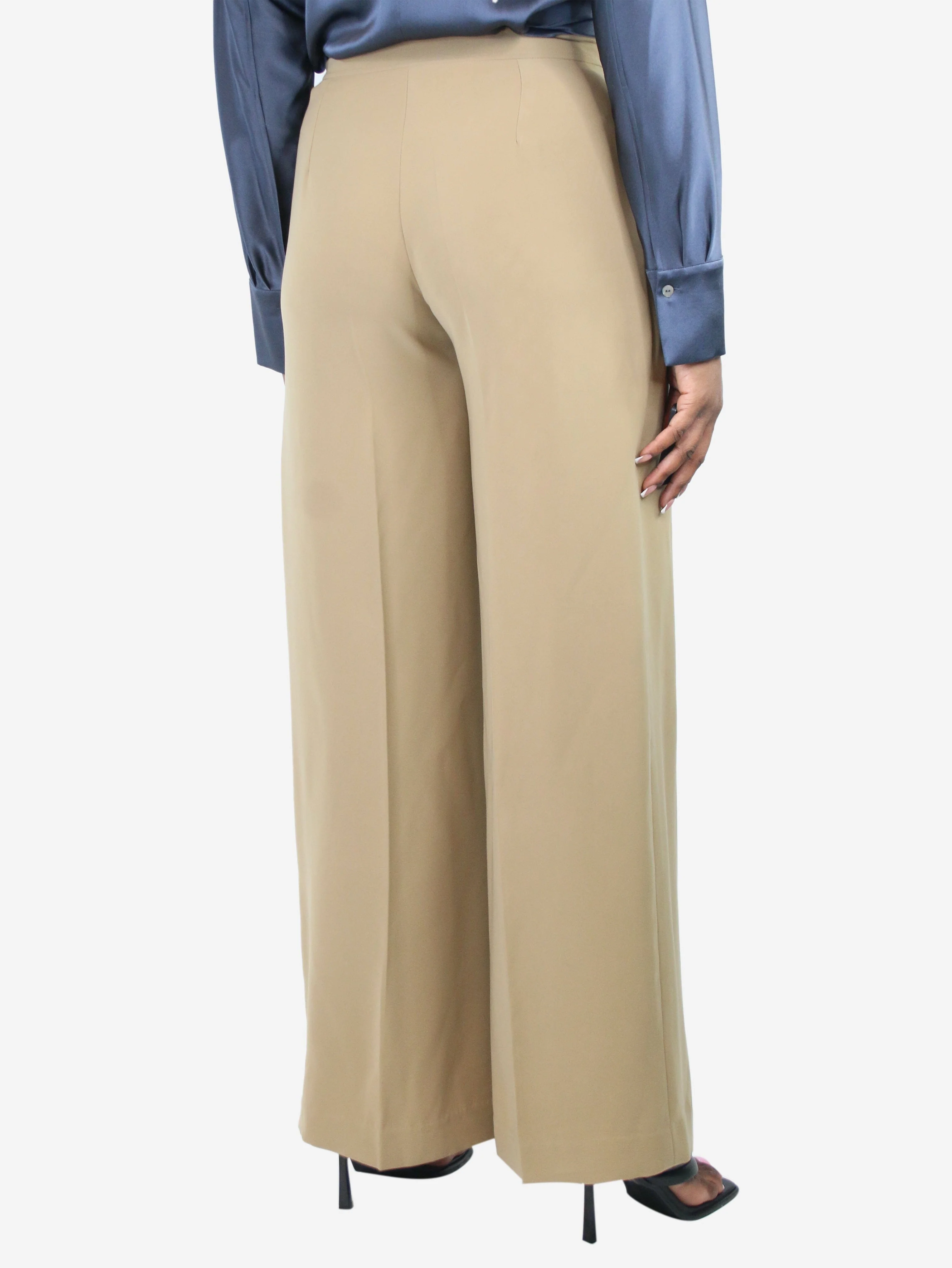 Brown wide-leg tailored trousers - size UK 14 - Image 3