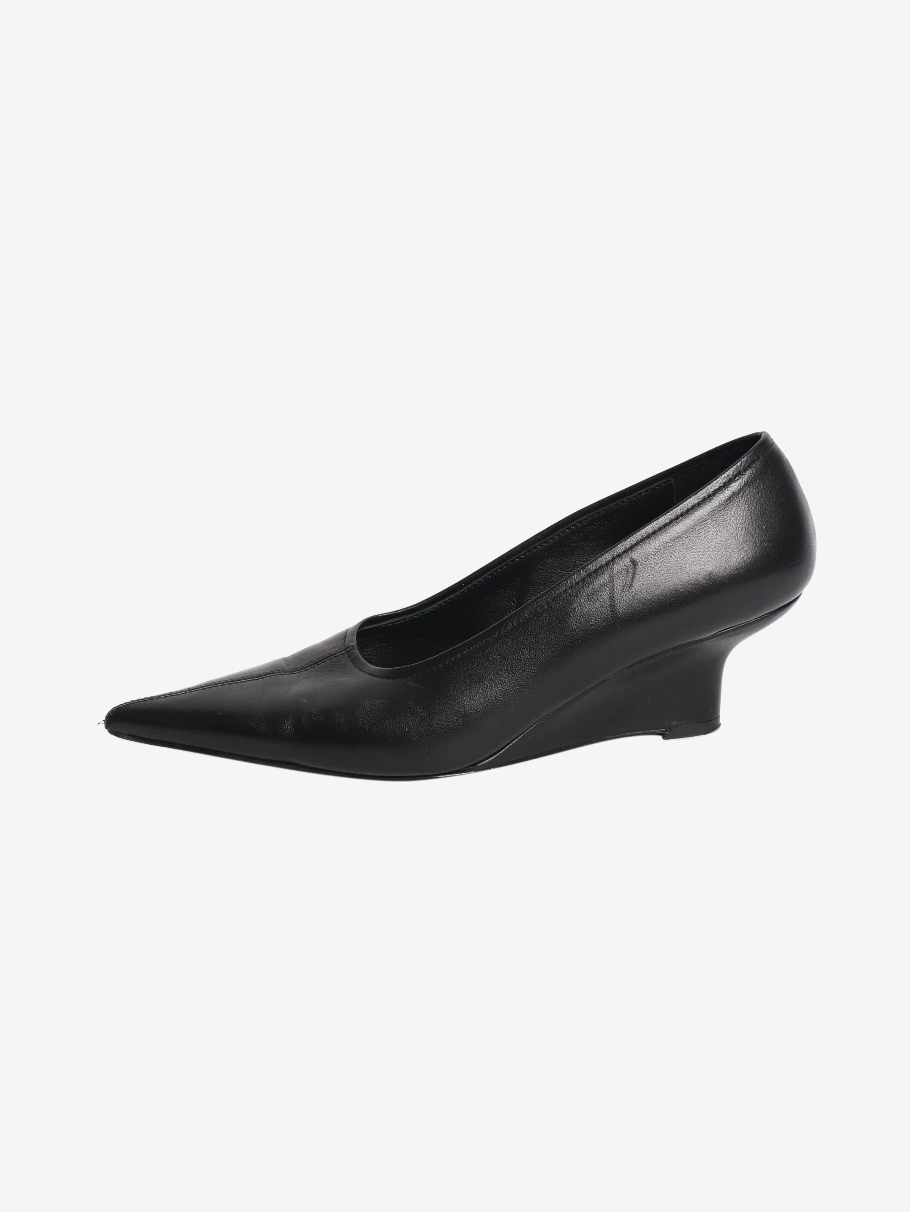Black nappa wedge pumps - size EU 38