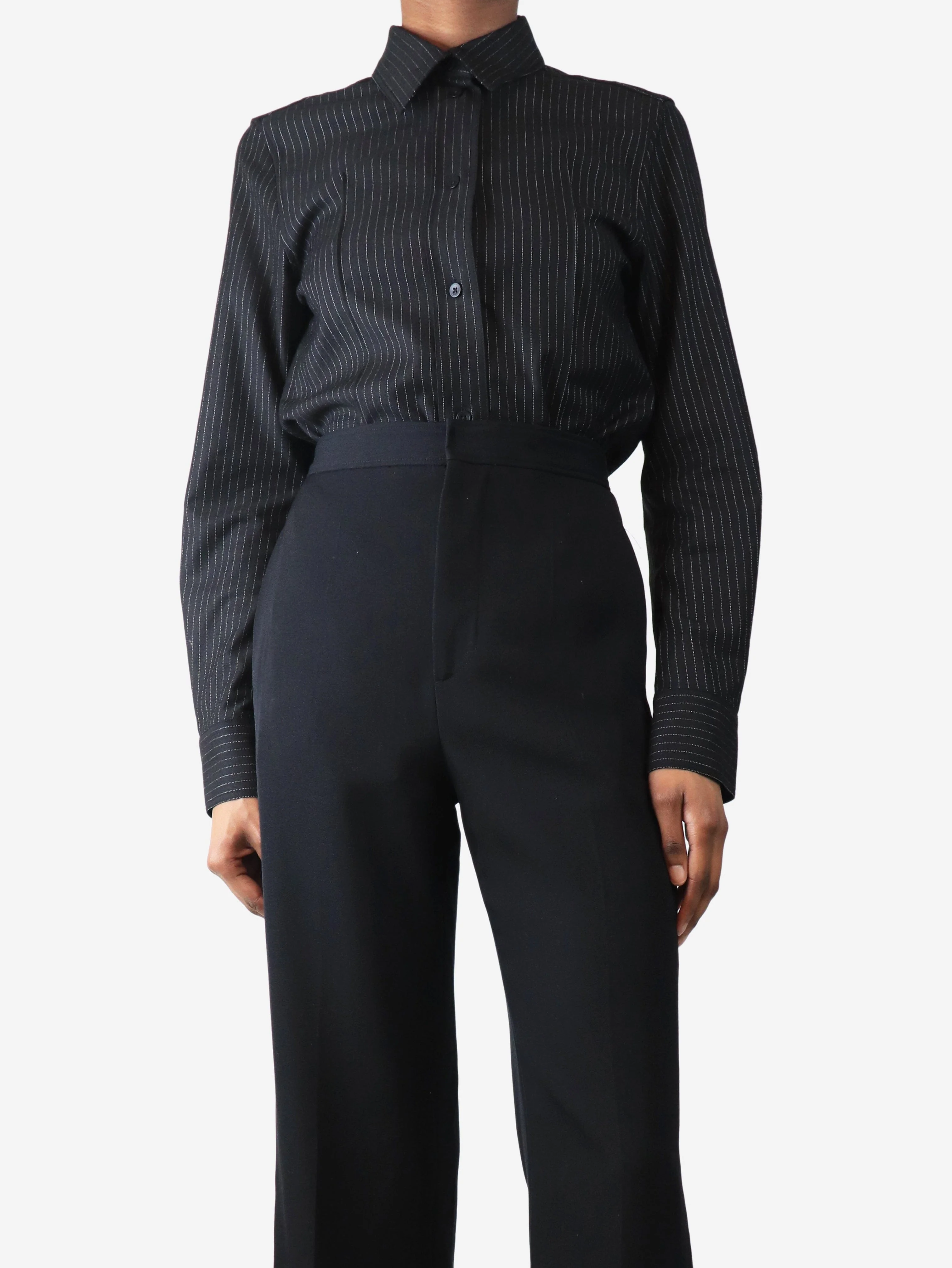 Black pinstripe shirt - size UK 6 - Image 3