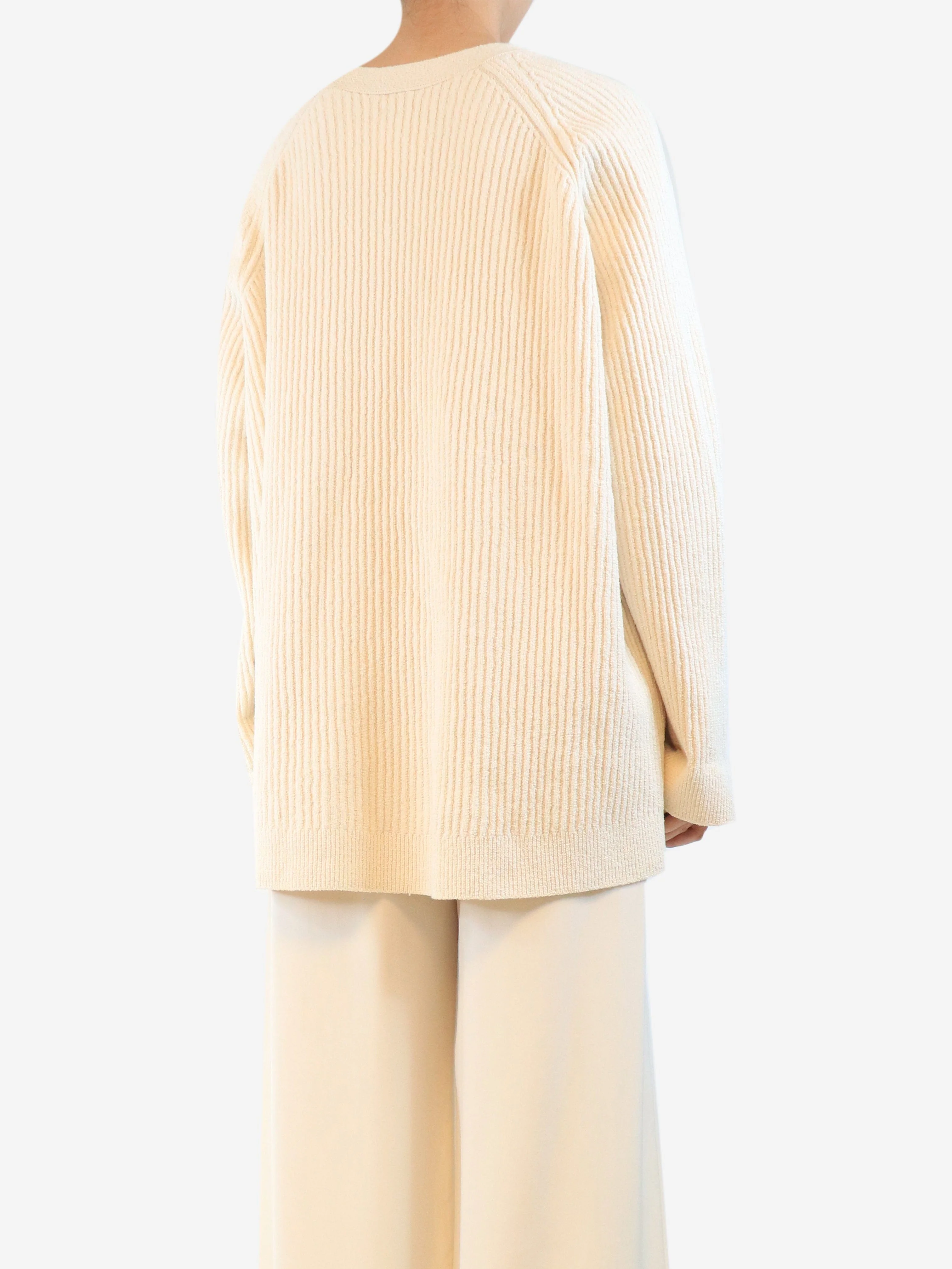 Cream textured rib cardigan - size XL - Image 2