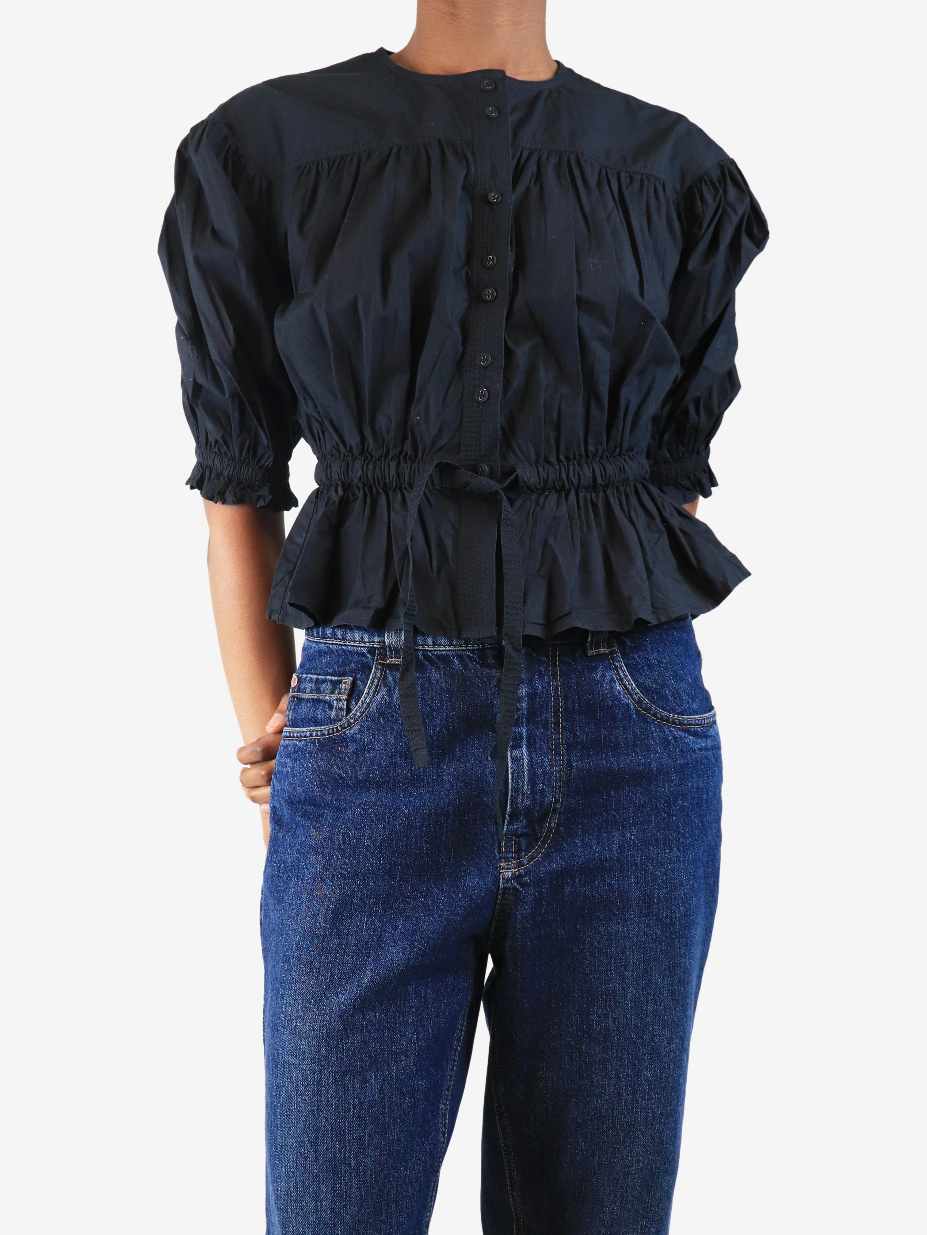Black cropped top - size UK 6