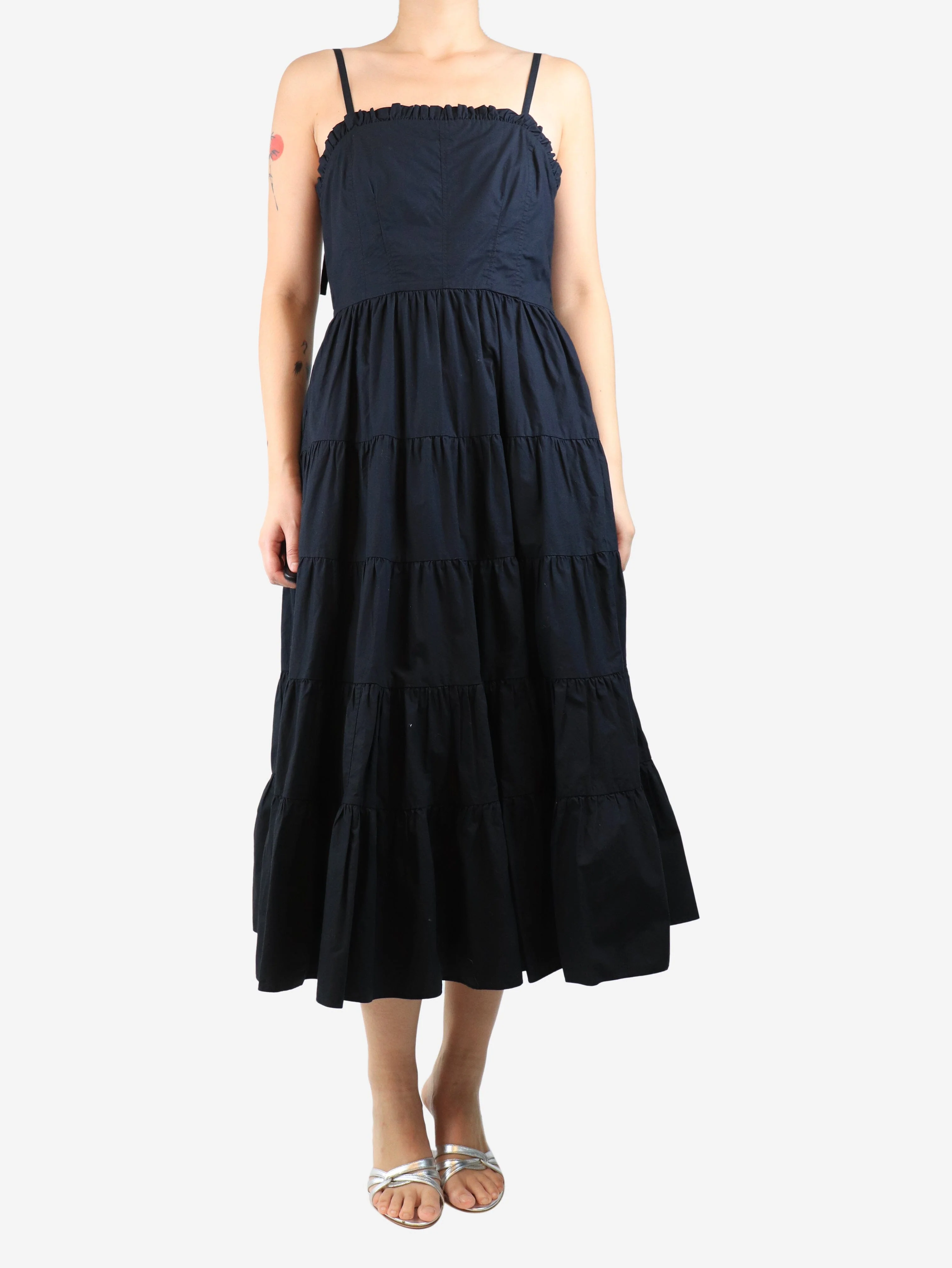Black sleeveless panelled dress - size UK 10 - Image 3