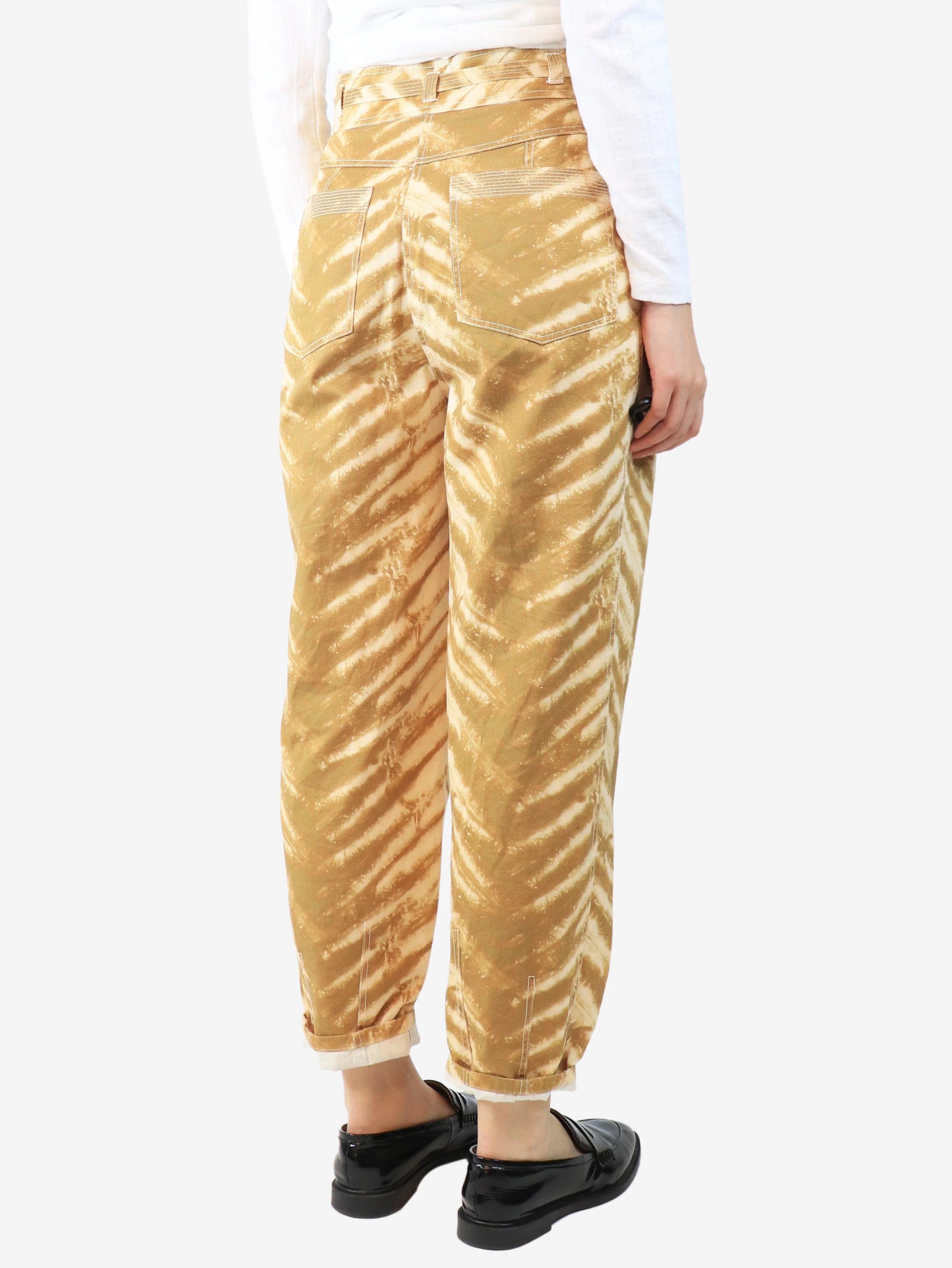 Brown animal print trousers - size UK 10 - Image 3