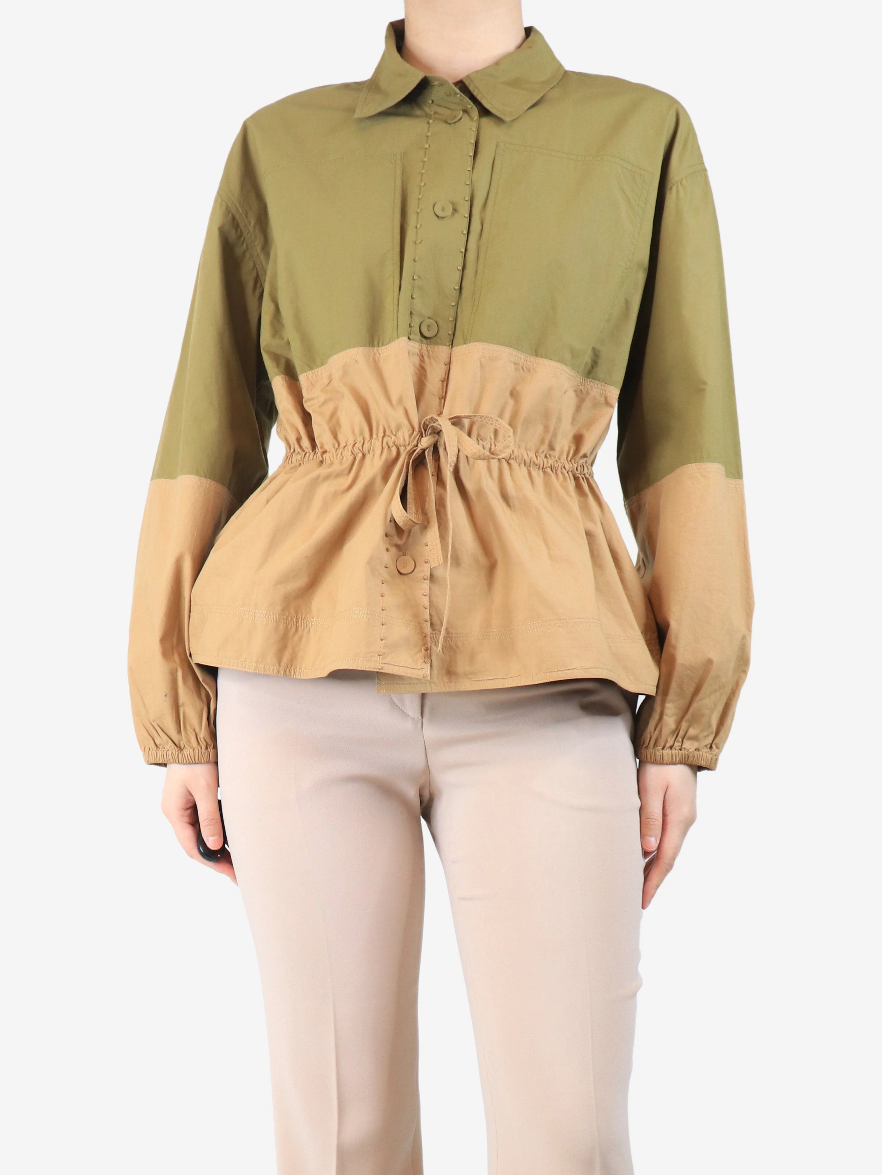 Green and camel Arlo utility jacket - size M