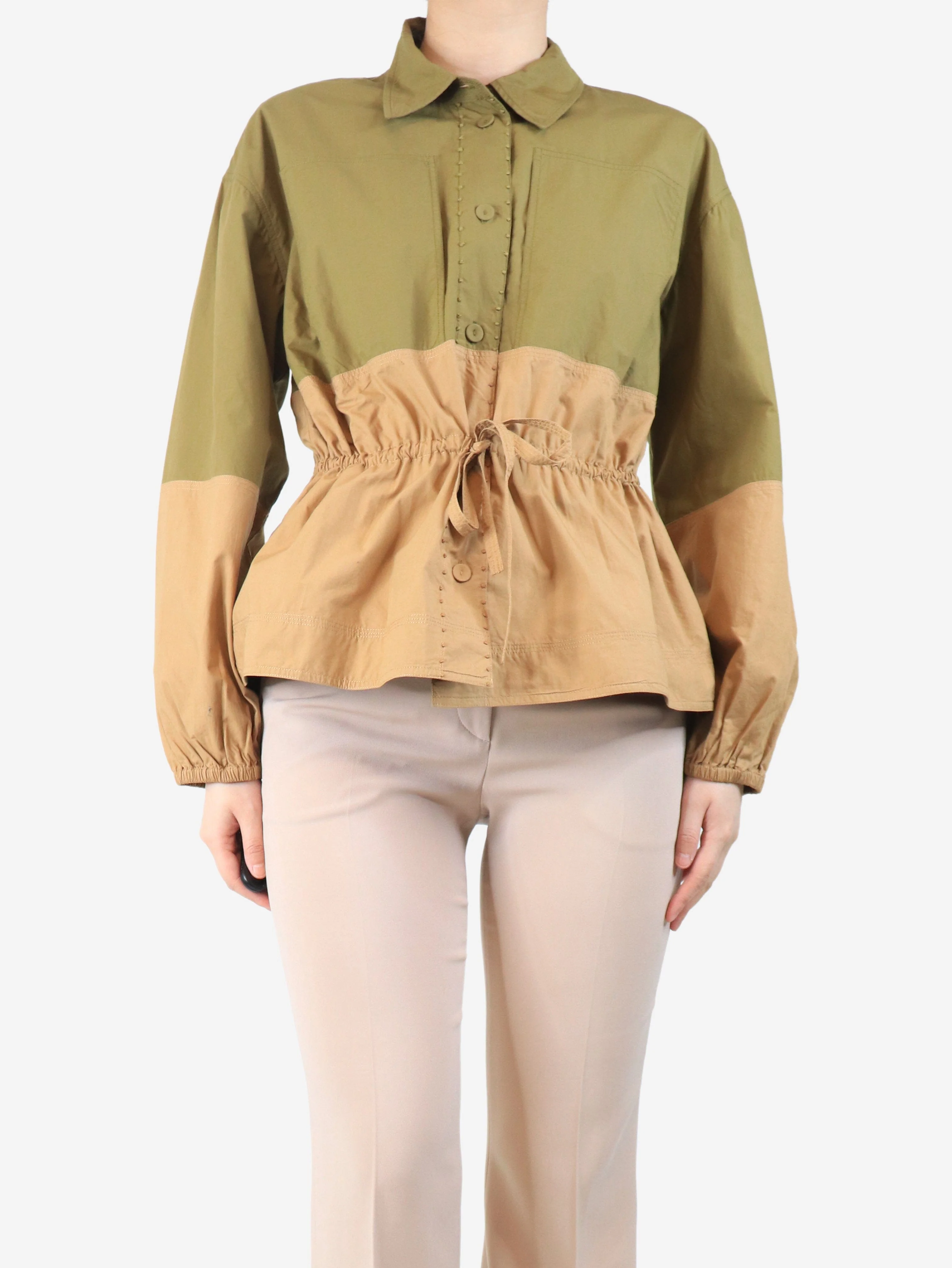 Green and camel Arlo utility jacket - size M - Image 3