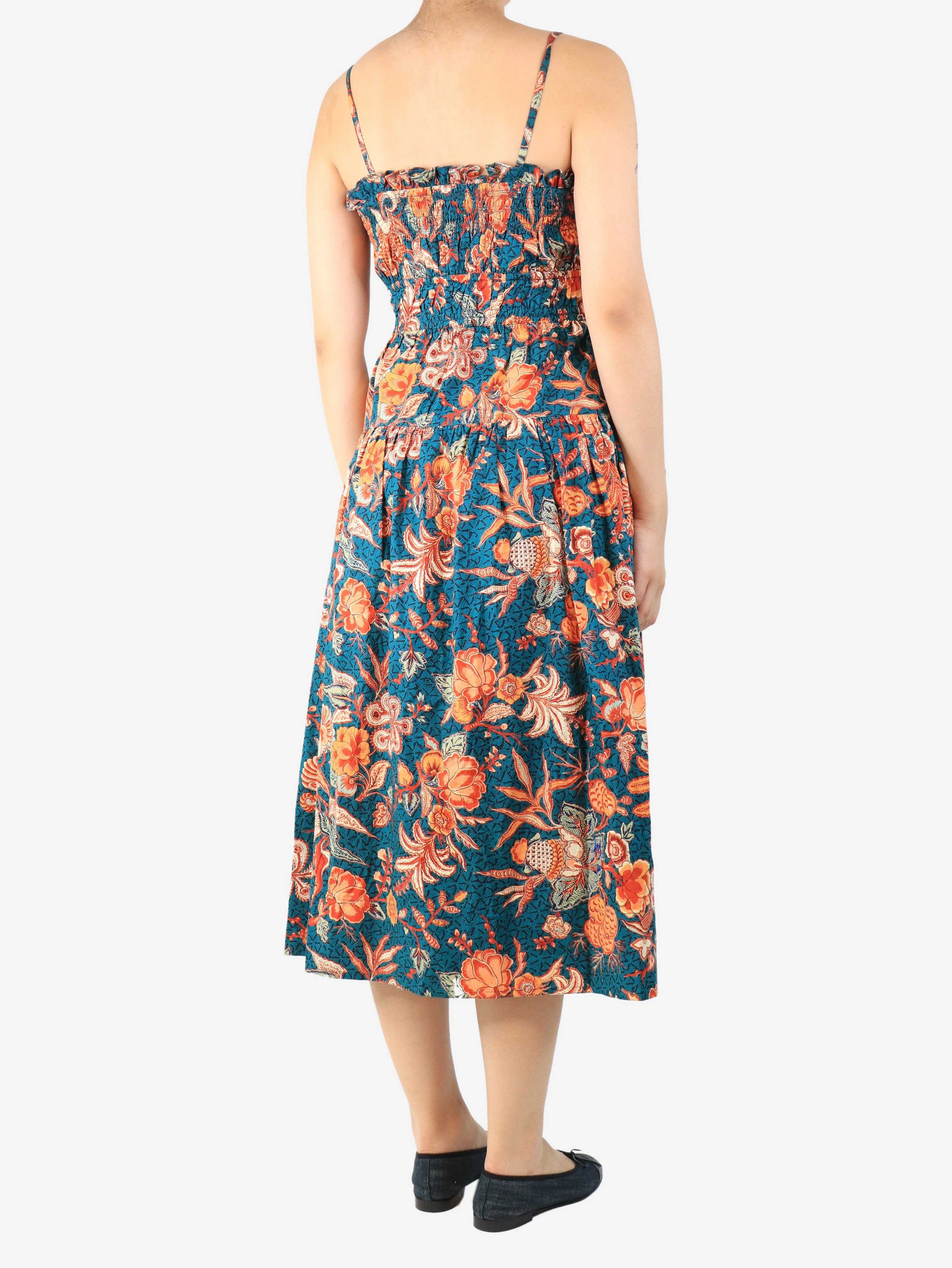 Multicolour floral printed midi dress - size UK 10 - Image 2