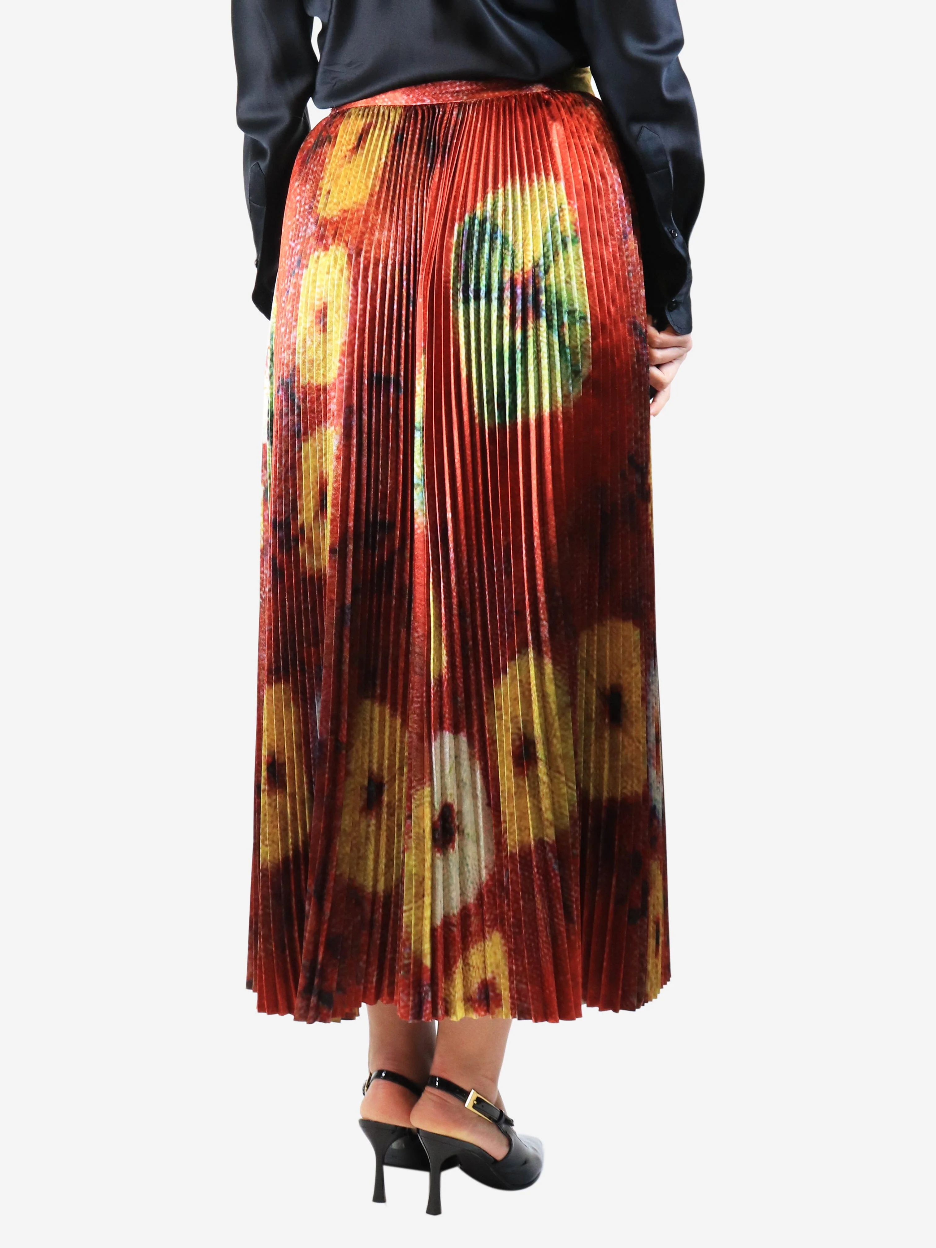 Multicolour pleated midi skirt - size UK 8 - Image 3