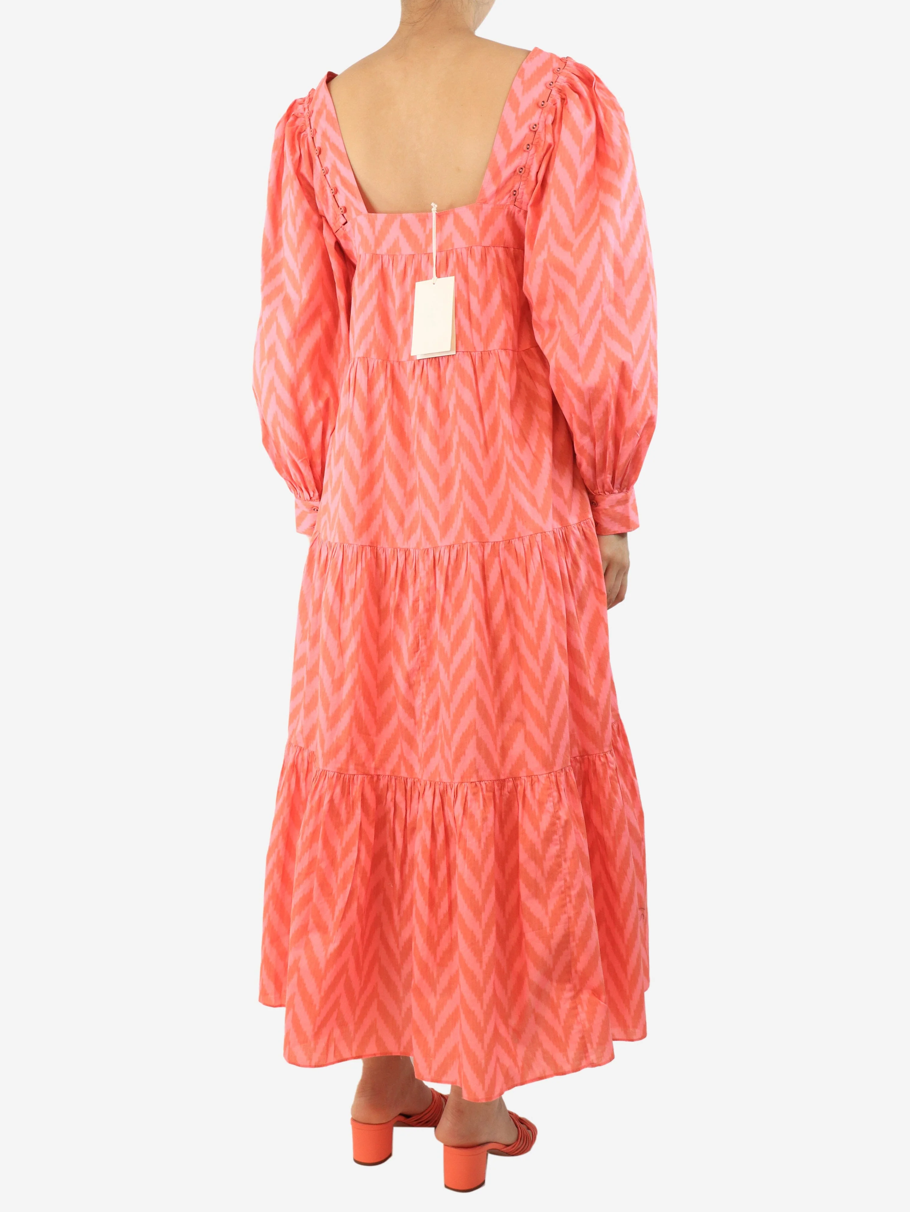 Pink zig-zag printed midi dress - size UK 10 - Image 2