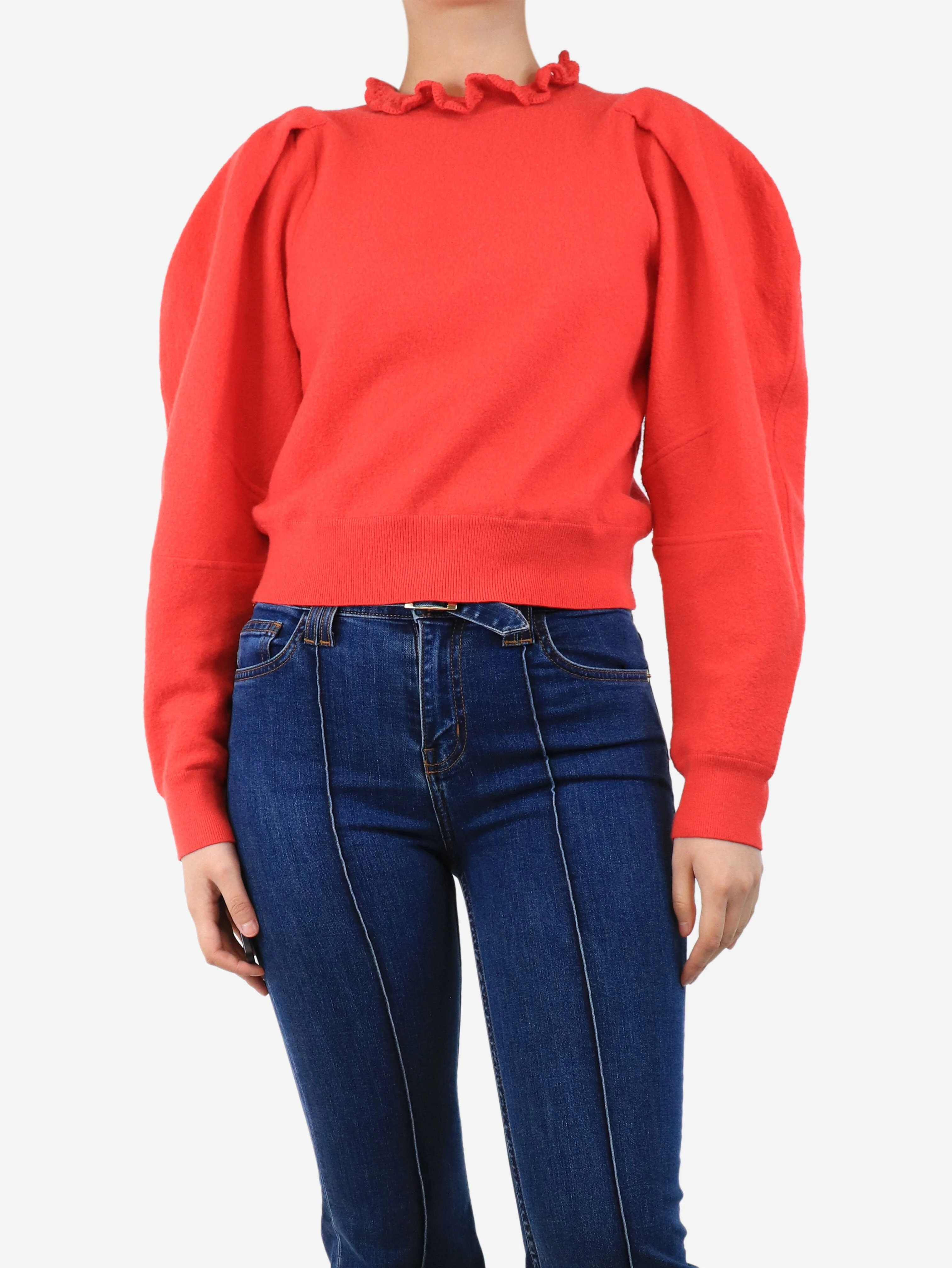 Red puff-sleeved jumper - size S