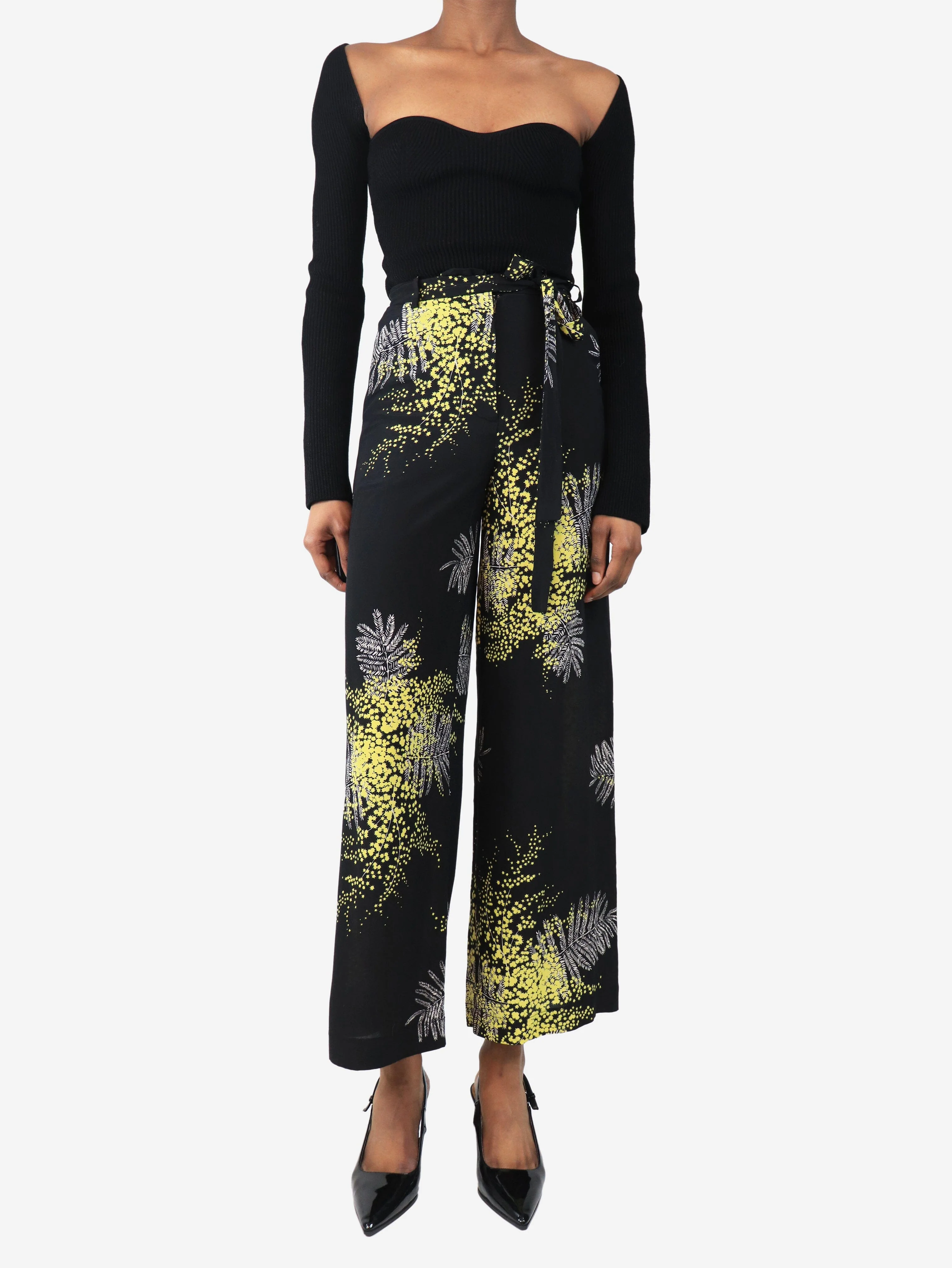 Black and yellow floral culottes - size UK 4 - Image 2