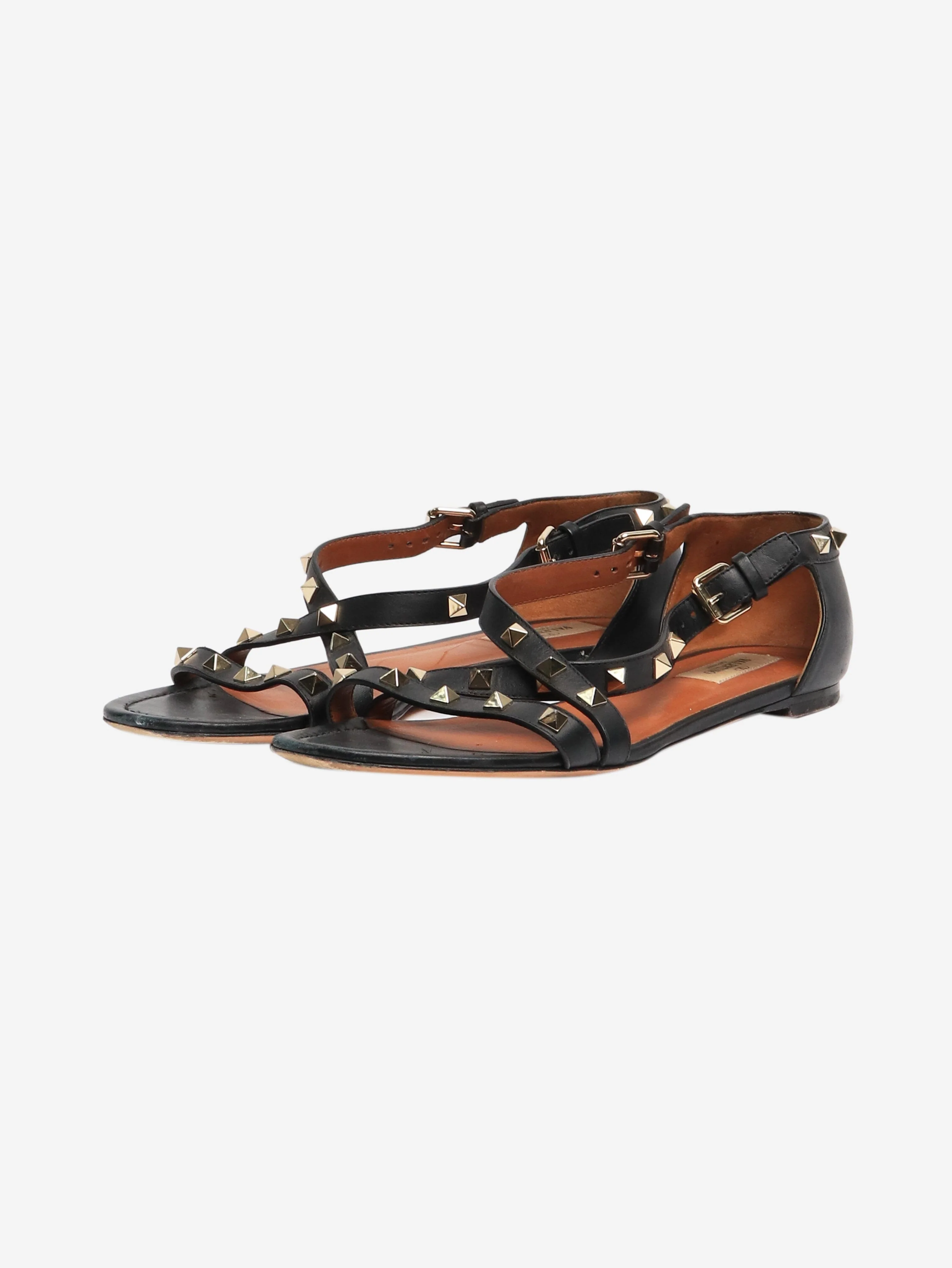 Black Rockstud leather flat sandals - size EU 41 - Image 2