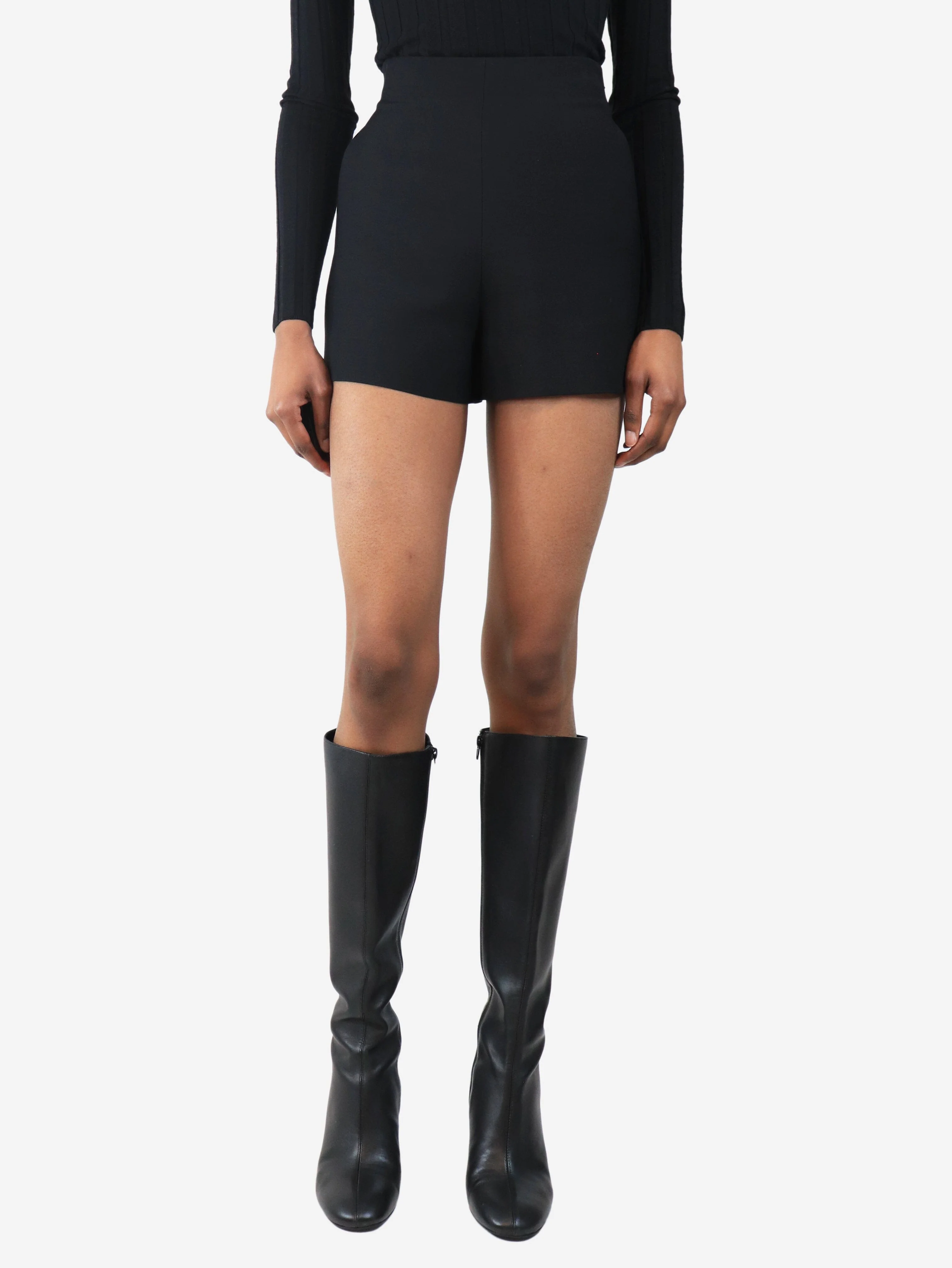 Black wool and silk blend shorts - size UK 4