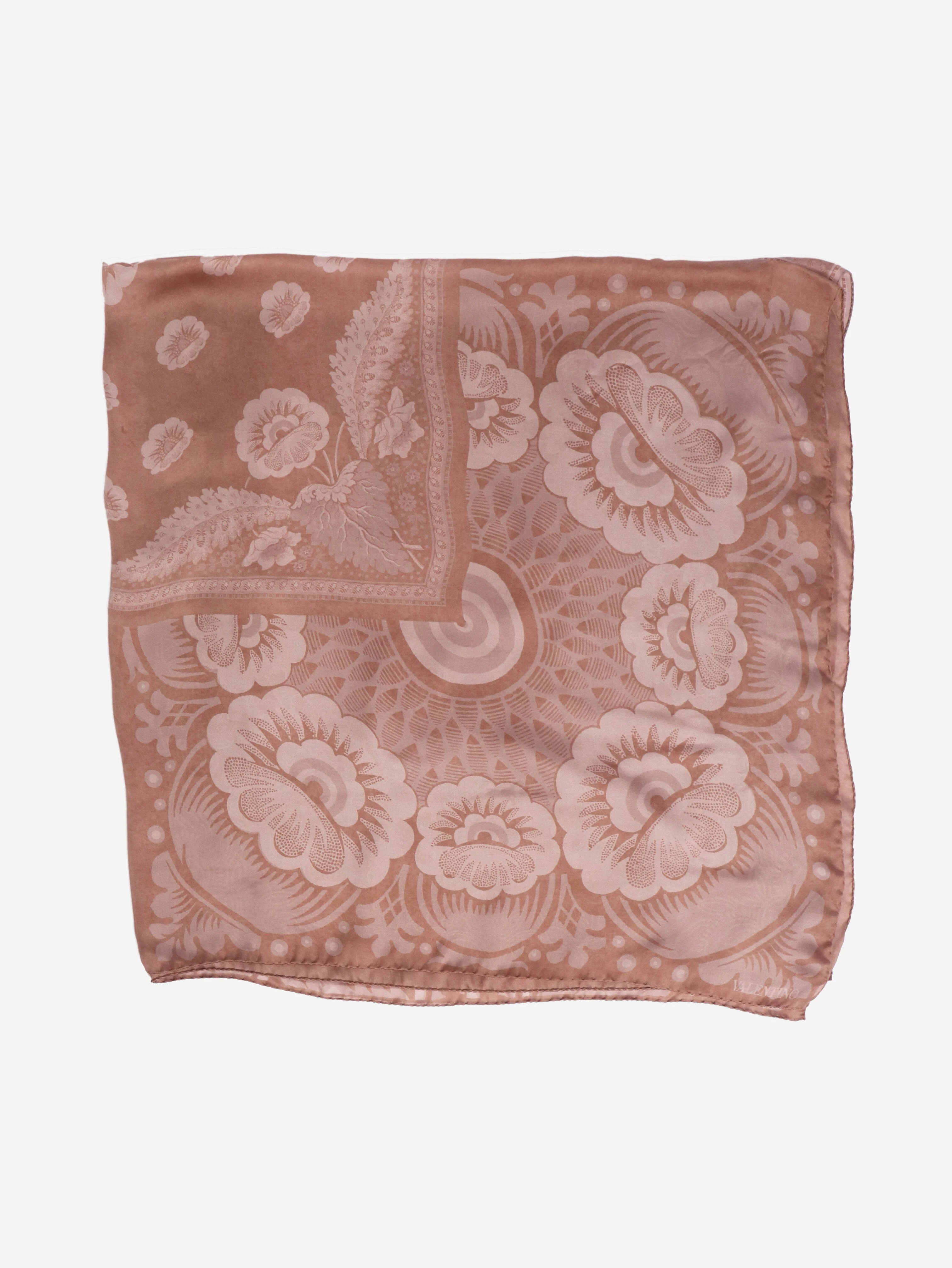 Brown floral silk scarf