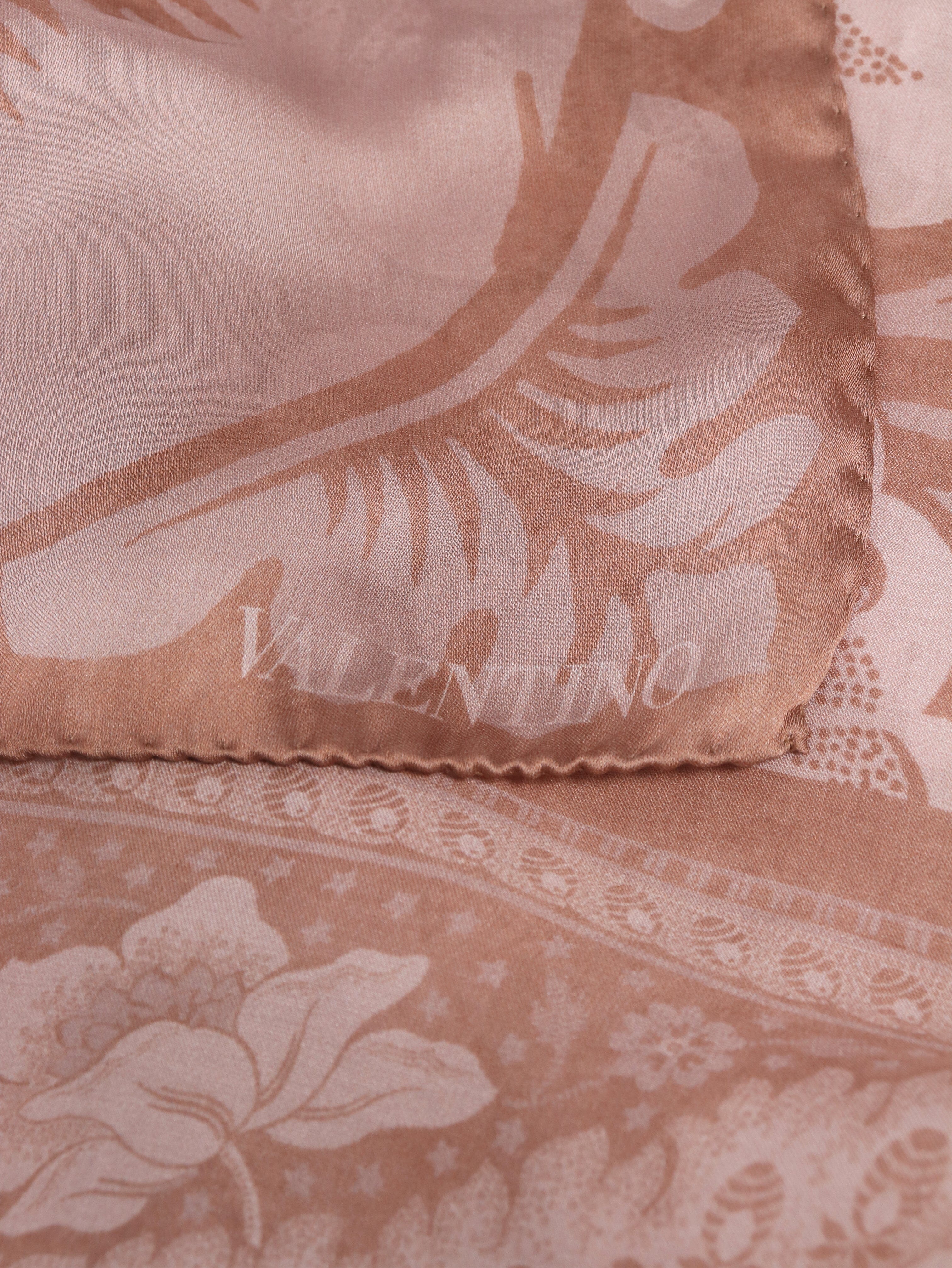 Brown floral silk scarf - Image 4
