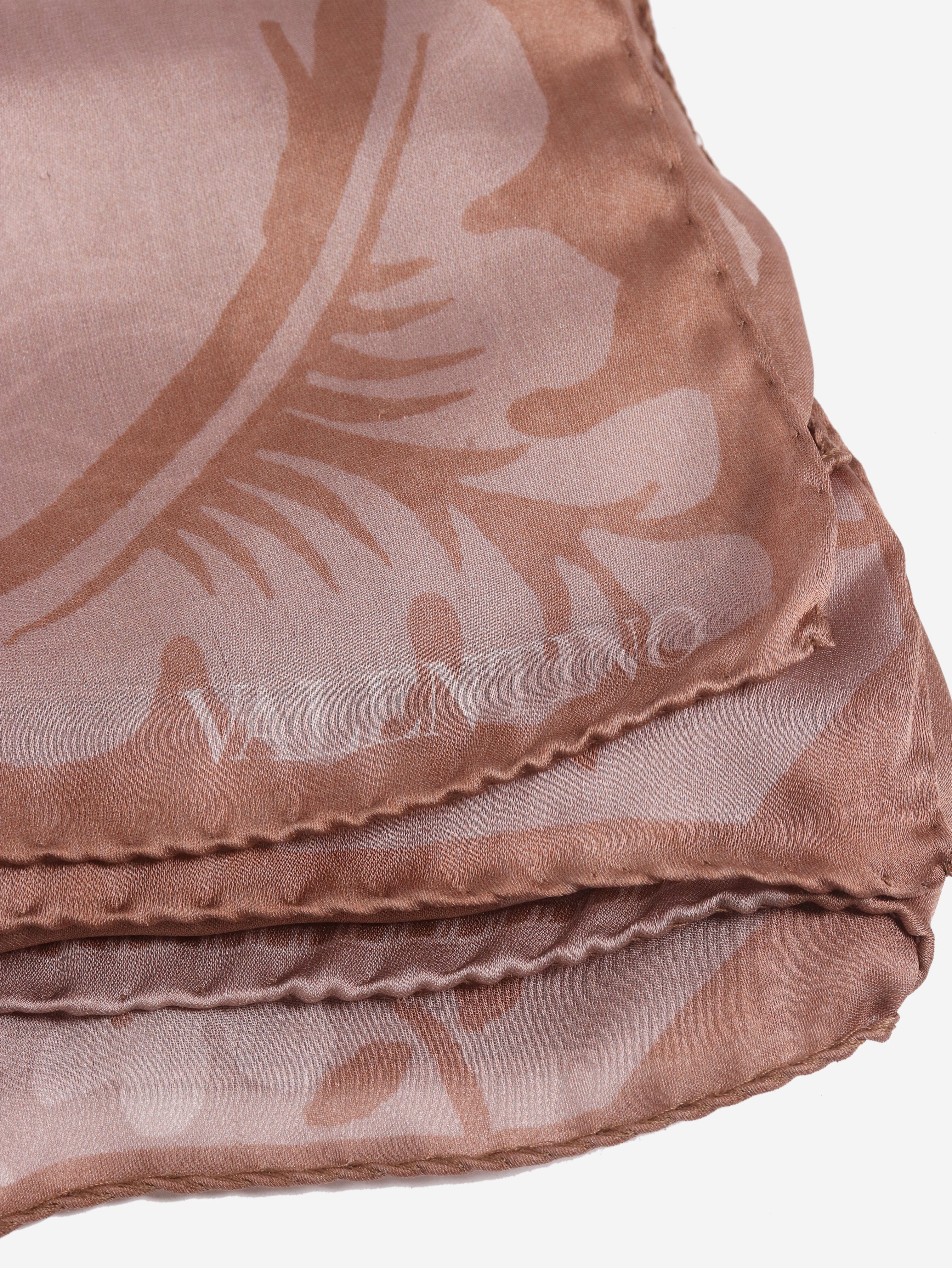 Brown floral silk scarf - Image 5