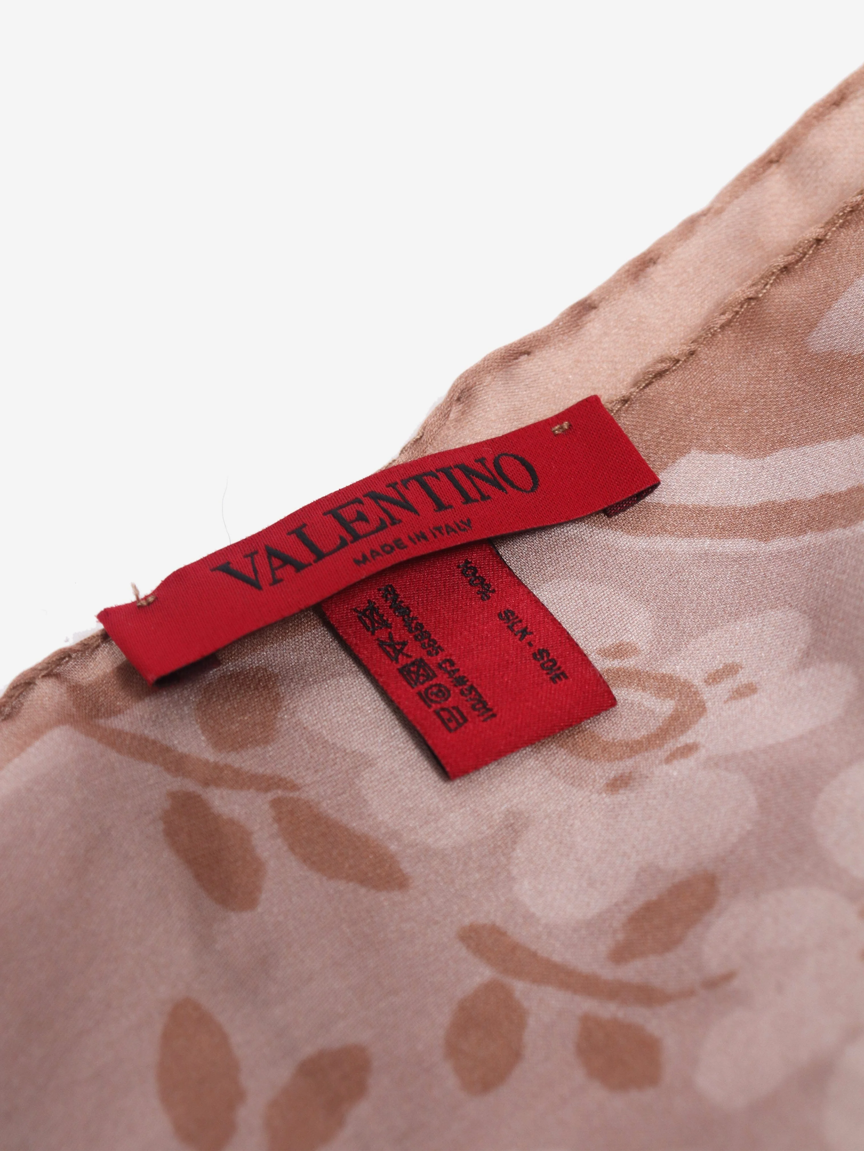 Brown floral silk scarf - Image 6