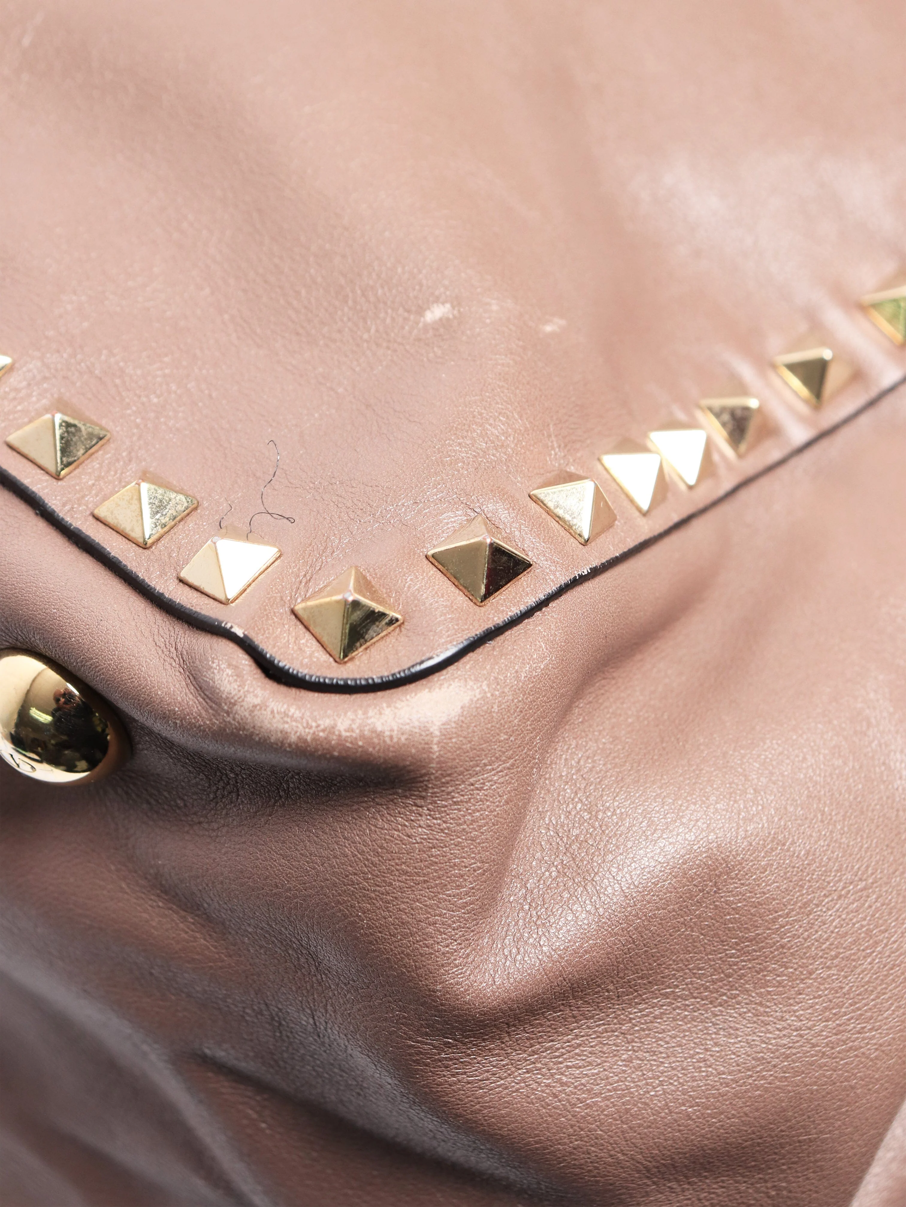 Brown rockstud leather tote bag - Image 7