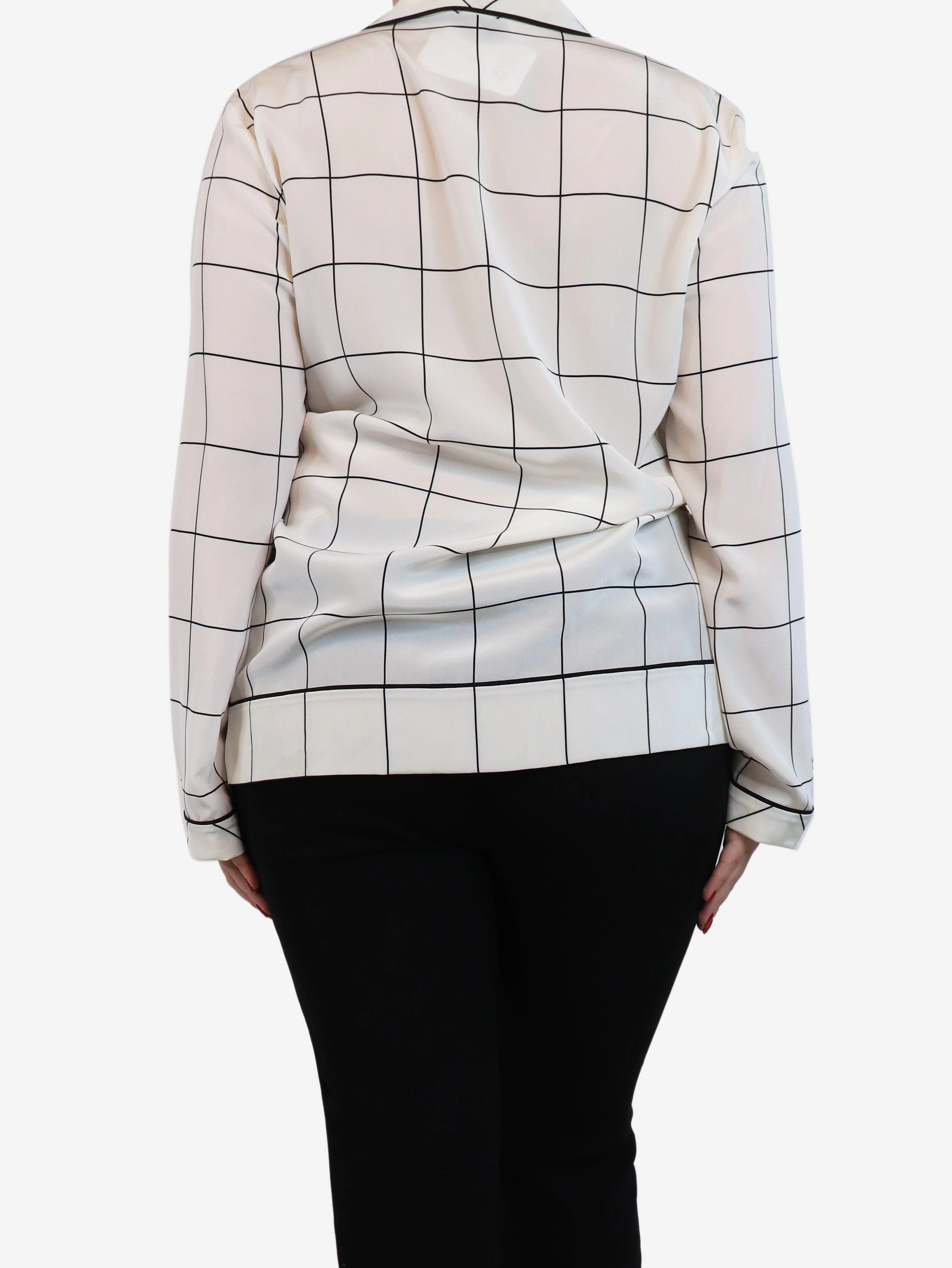 Cream grid checkered pocket shirt - size L - Image 2