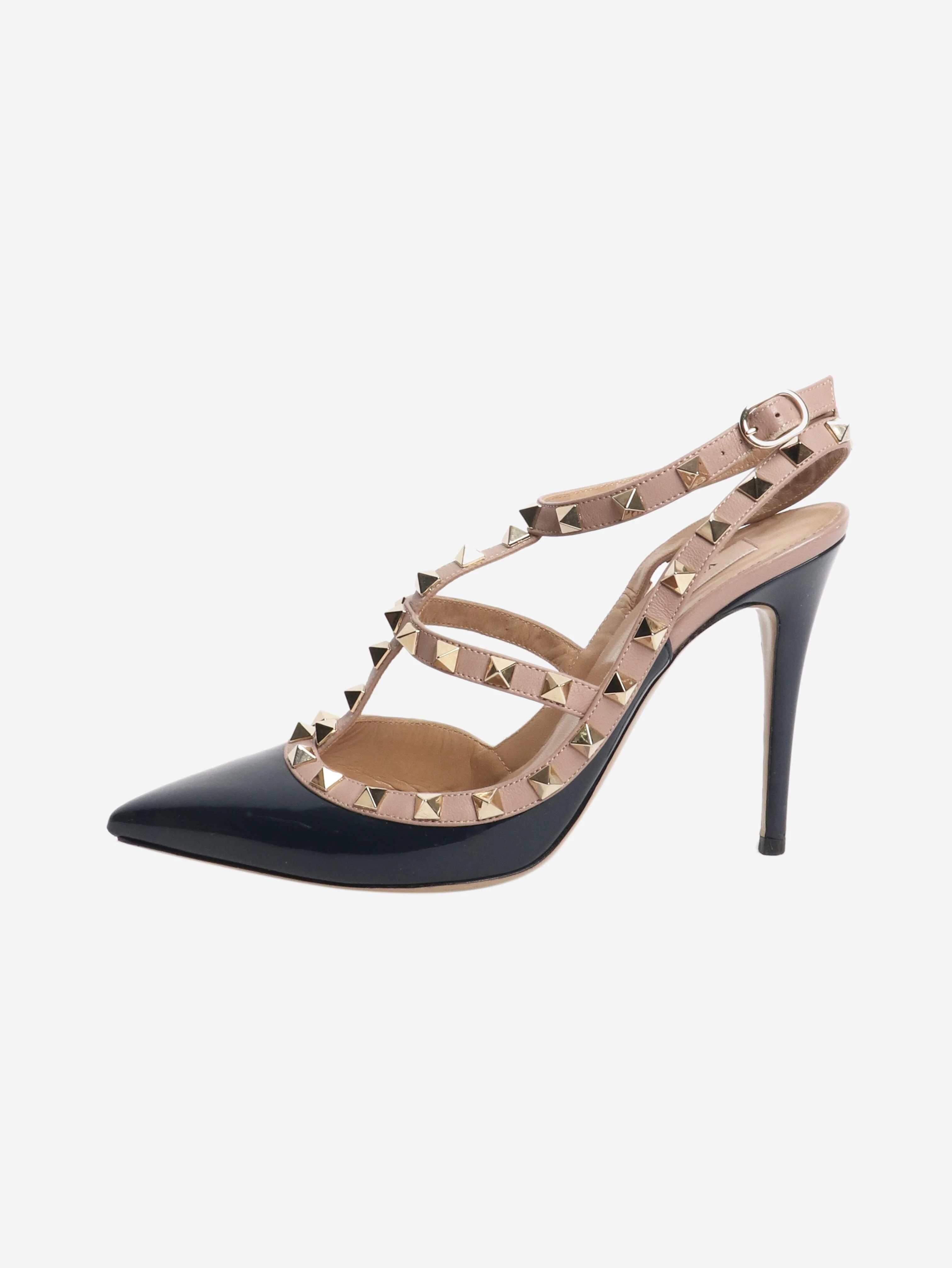 Navy and pink patent Rockstud pumps - size EU 38