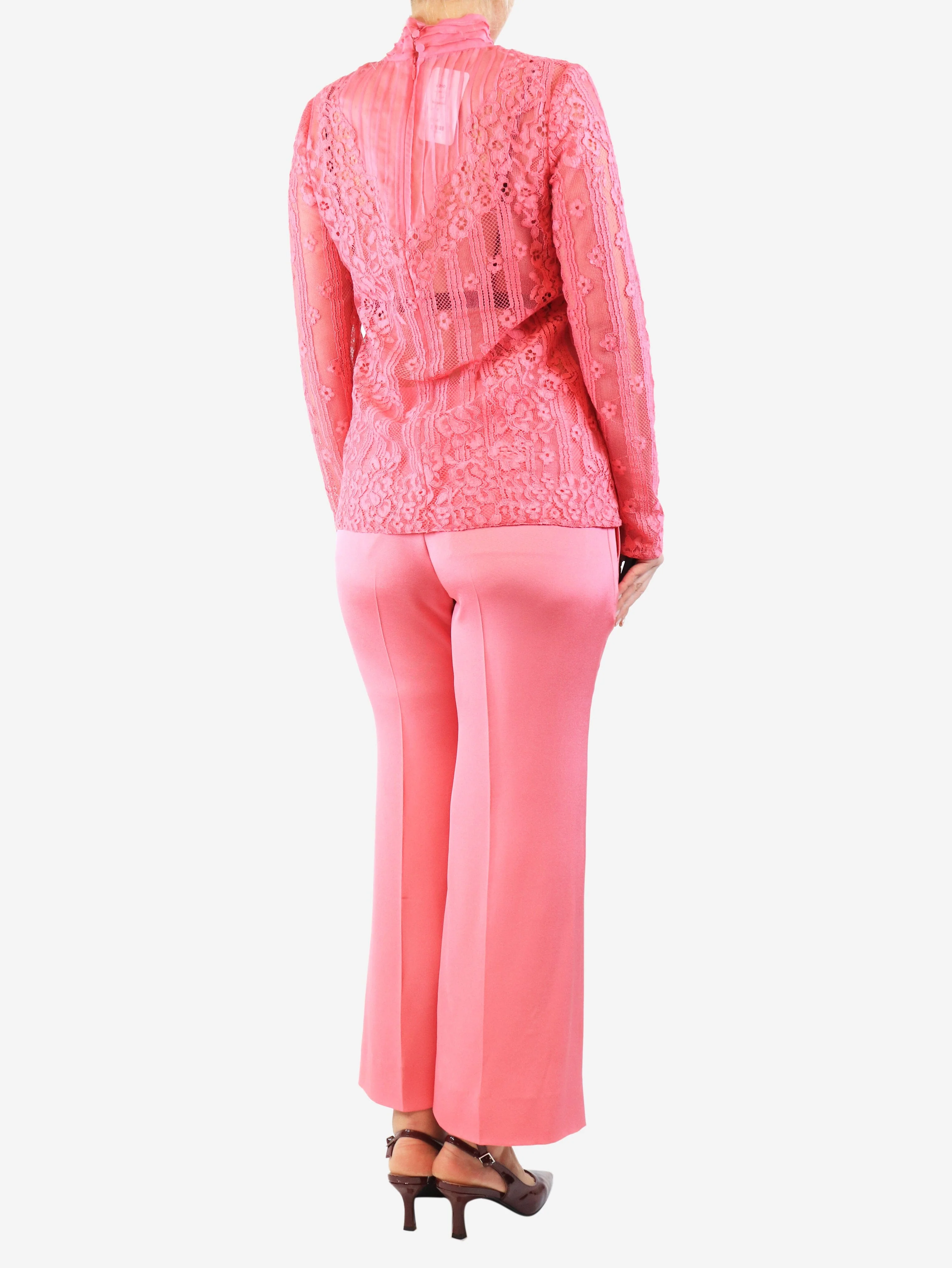 Pink lace blouse and trouser set - size UK 10 - Image 2