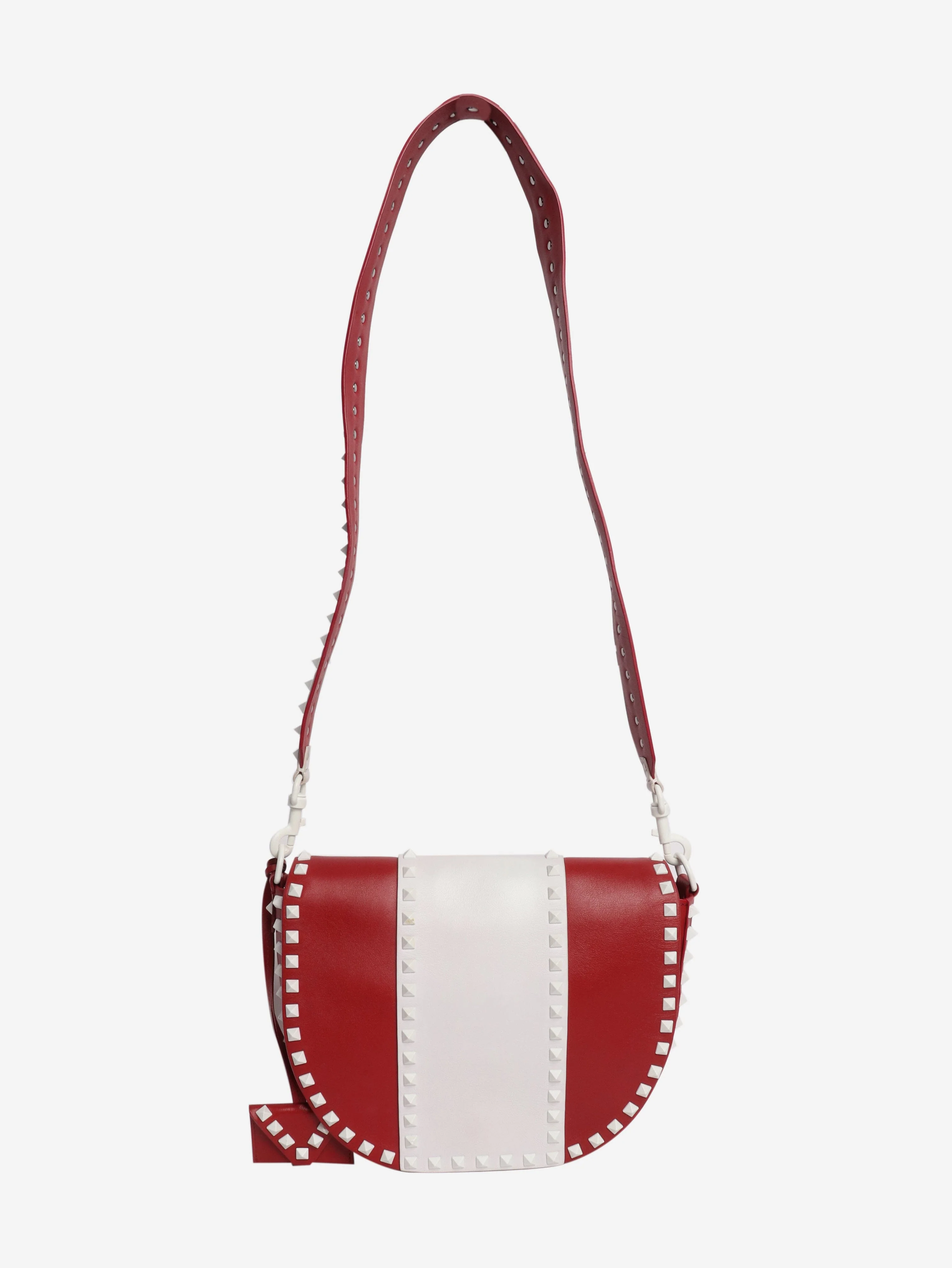 Red and white Rockstud Saddle bag - Image 2