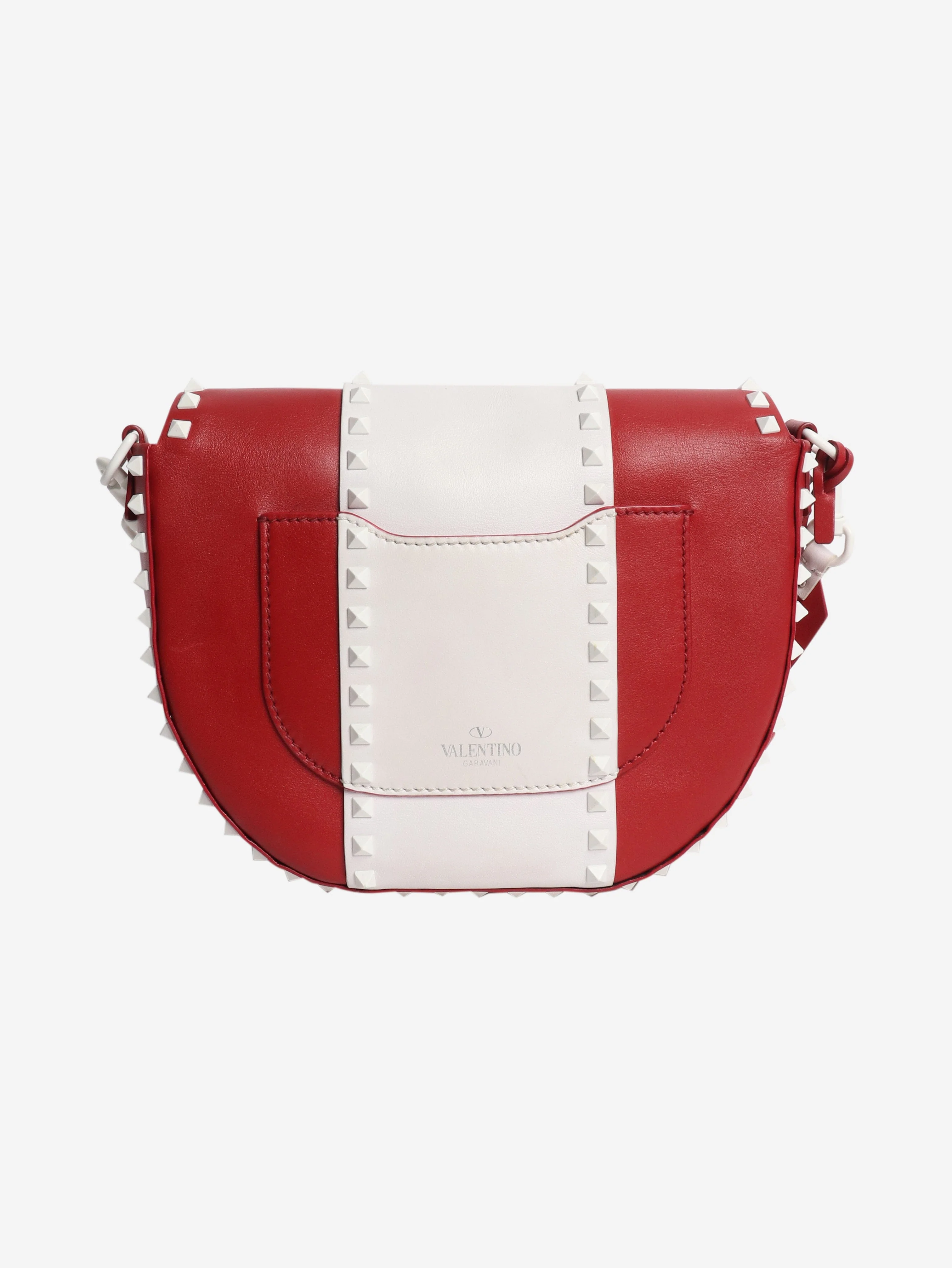 Red and white Rockstud Saddle bag - Image 3