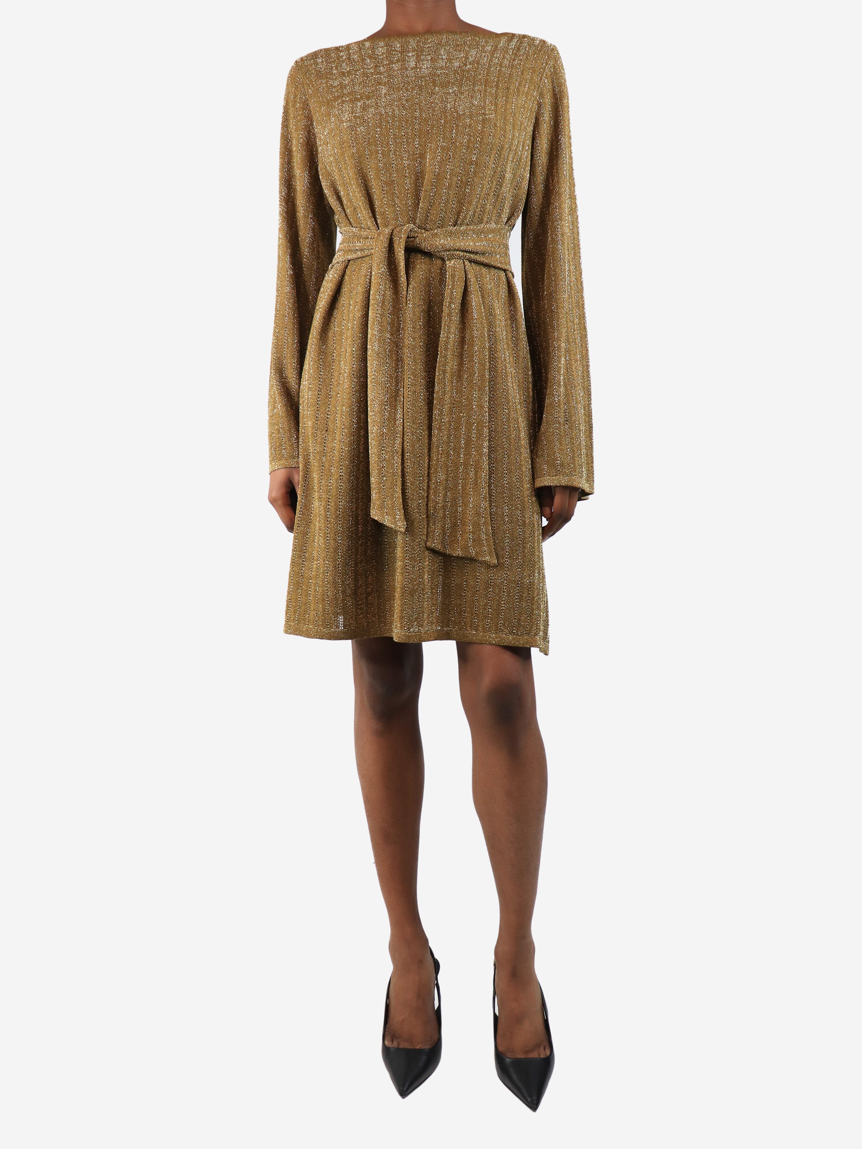 Gold lurex knit dress - size UK 10