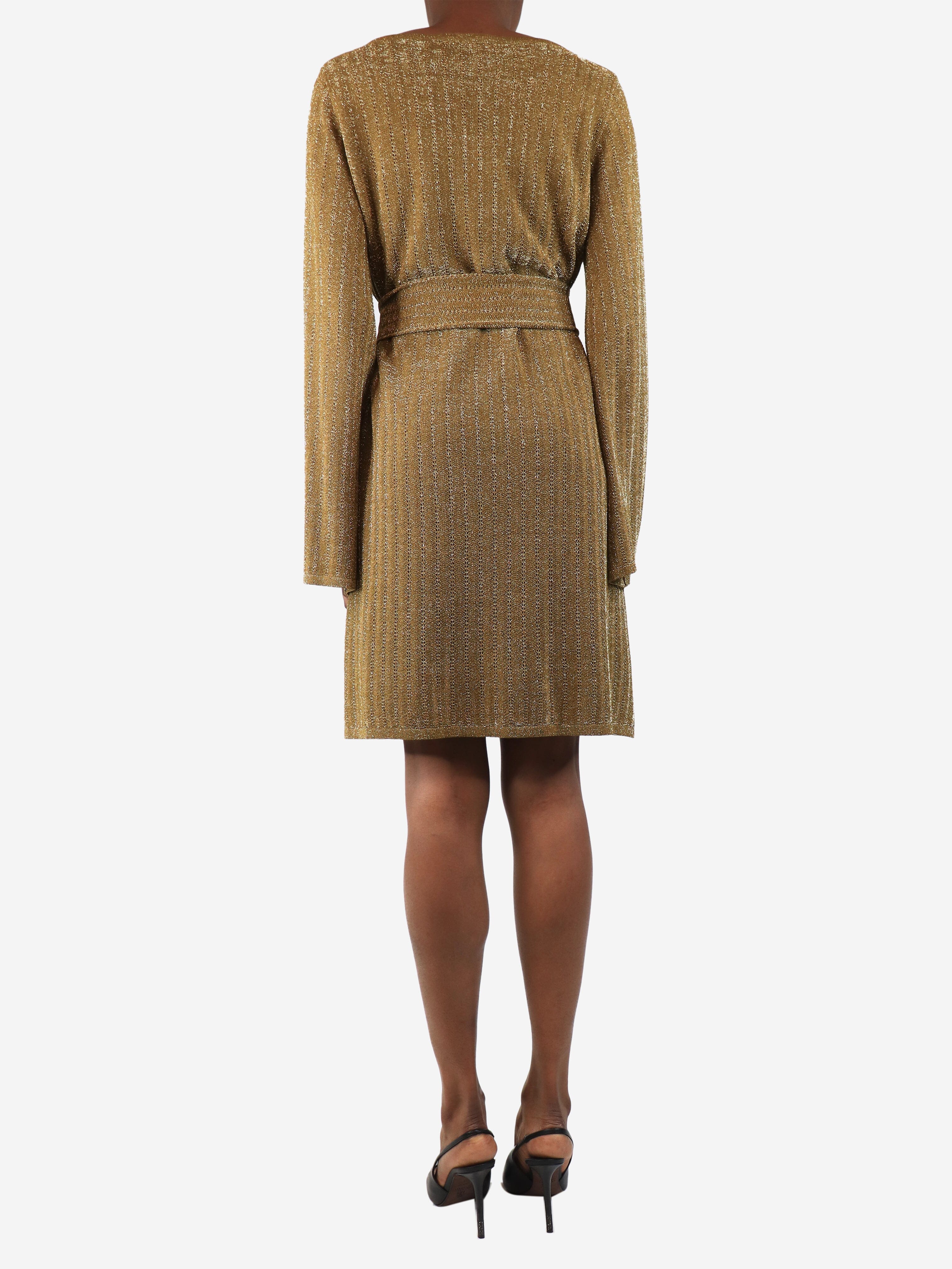 Gold lurex knit dress - size UK 10 - Image 2