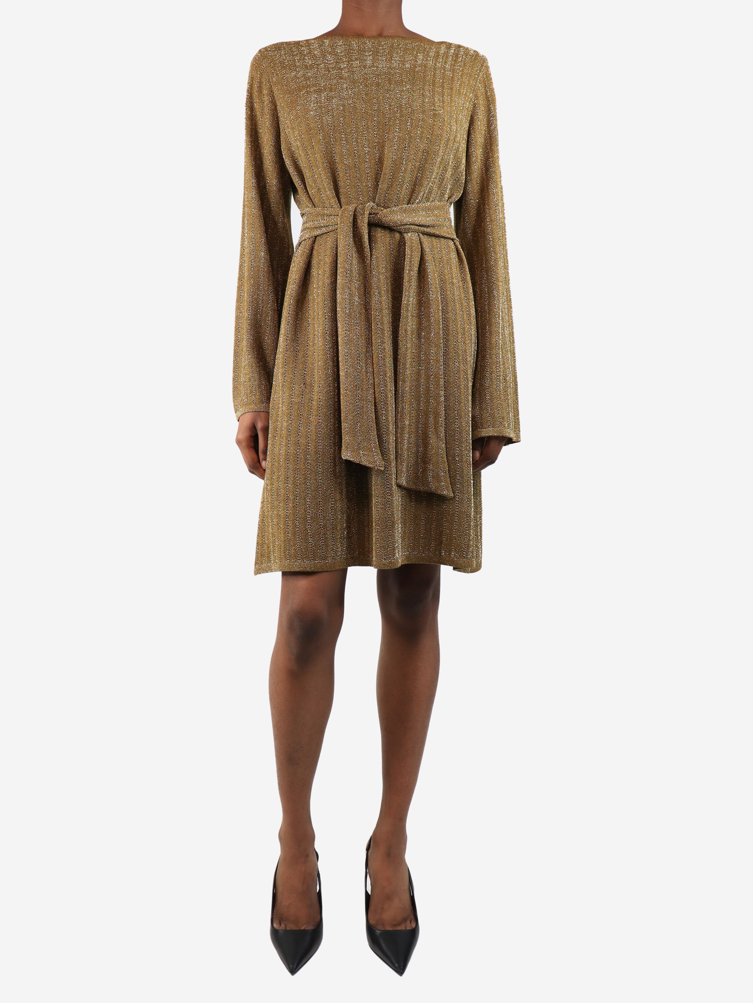 Gold lurex knit dress - size UK 10 - Image 3