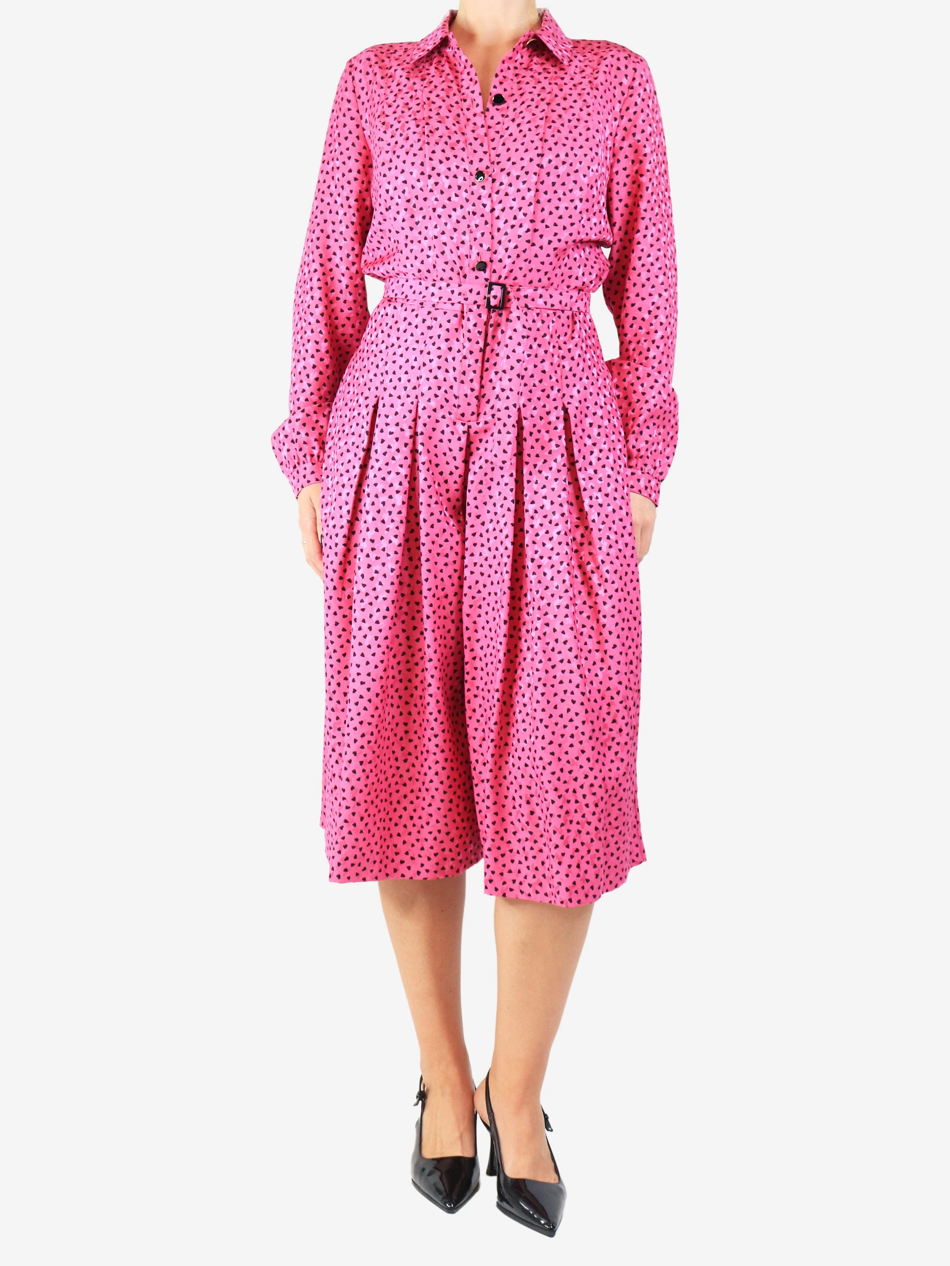Pink and black heart print midi jumpsuit- size UK 10