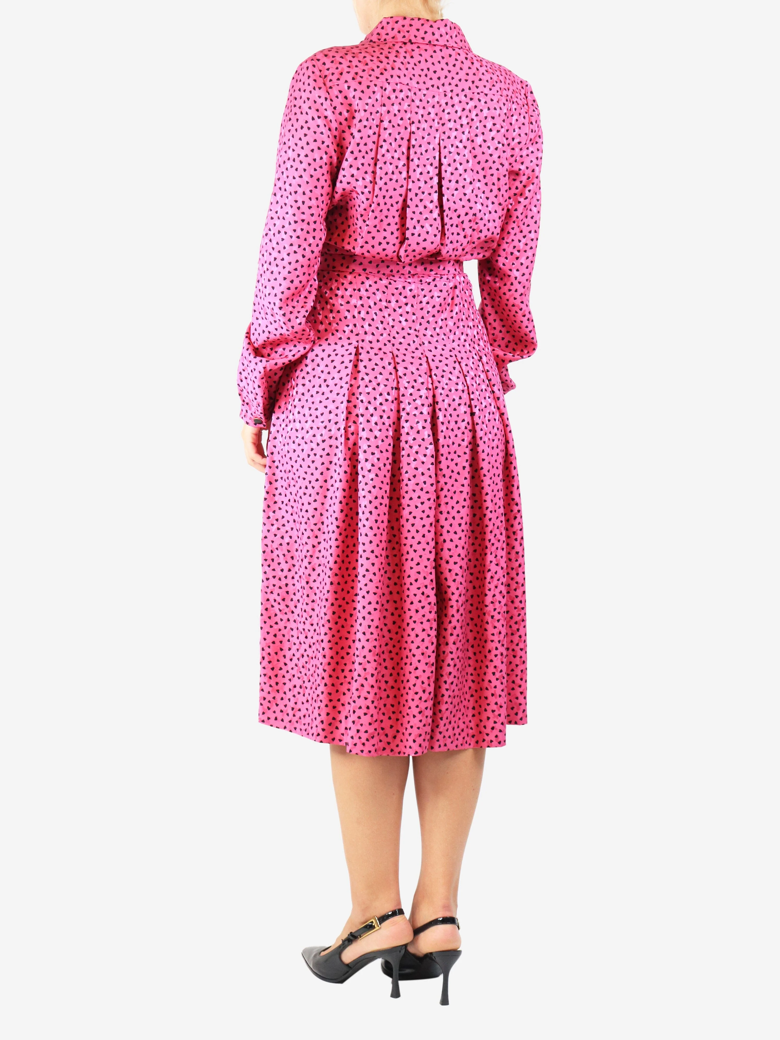 Pink and black heart print midi jumpsuit- size UK 10 - Image 2