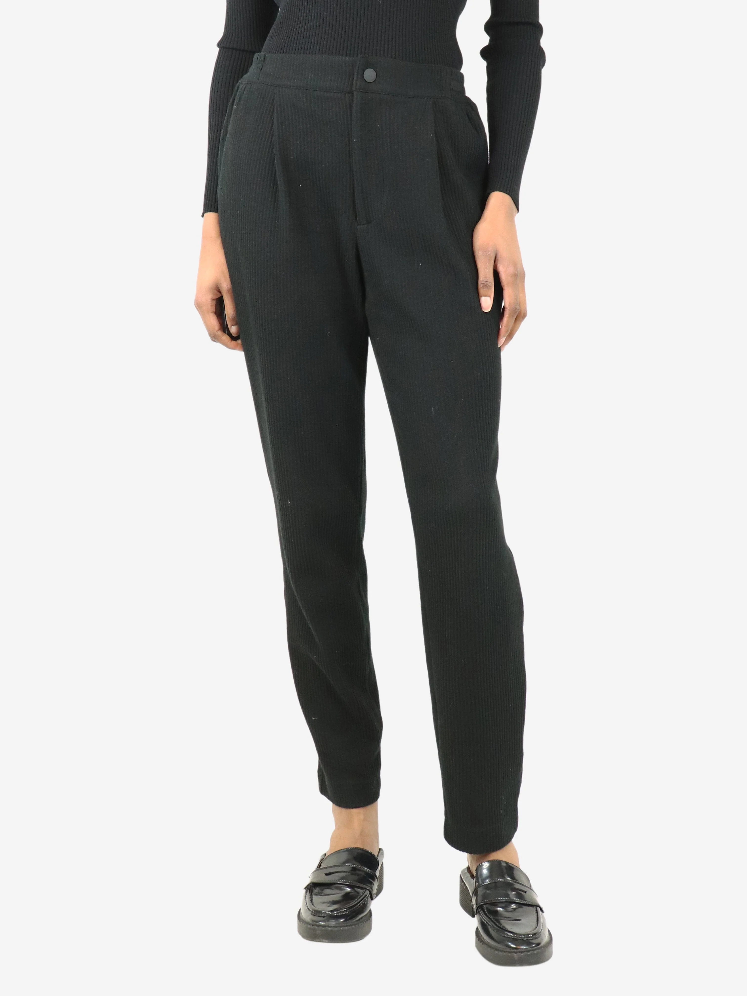 Black corduroy pleated trousers - size XS