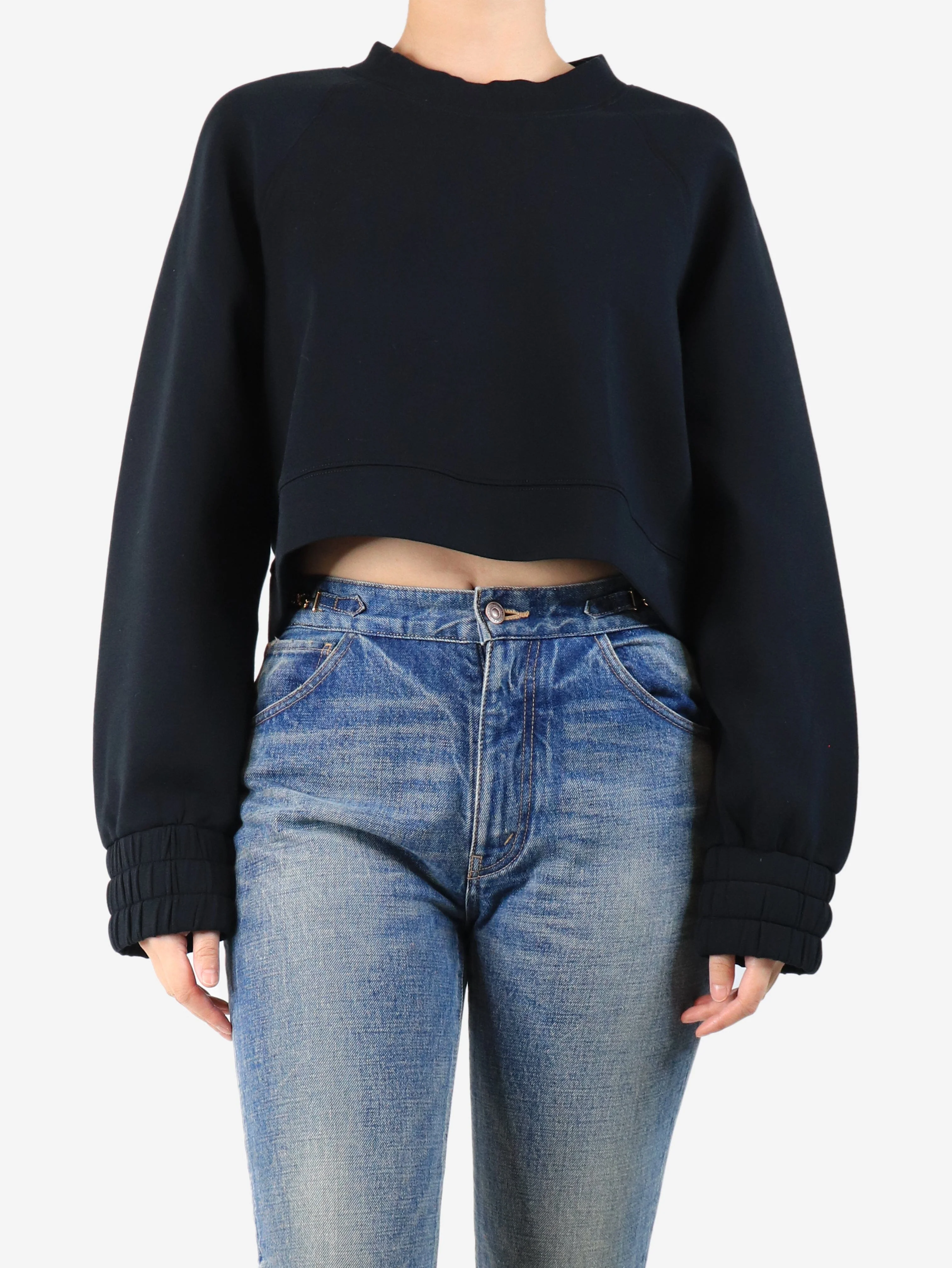 Black cropped scuba sweatshirt - size L