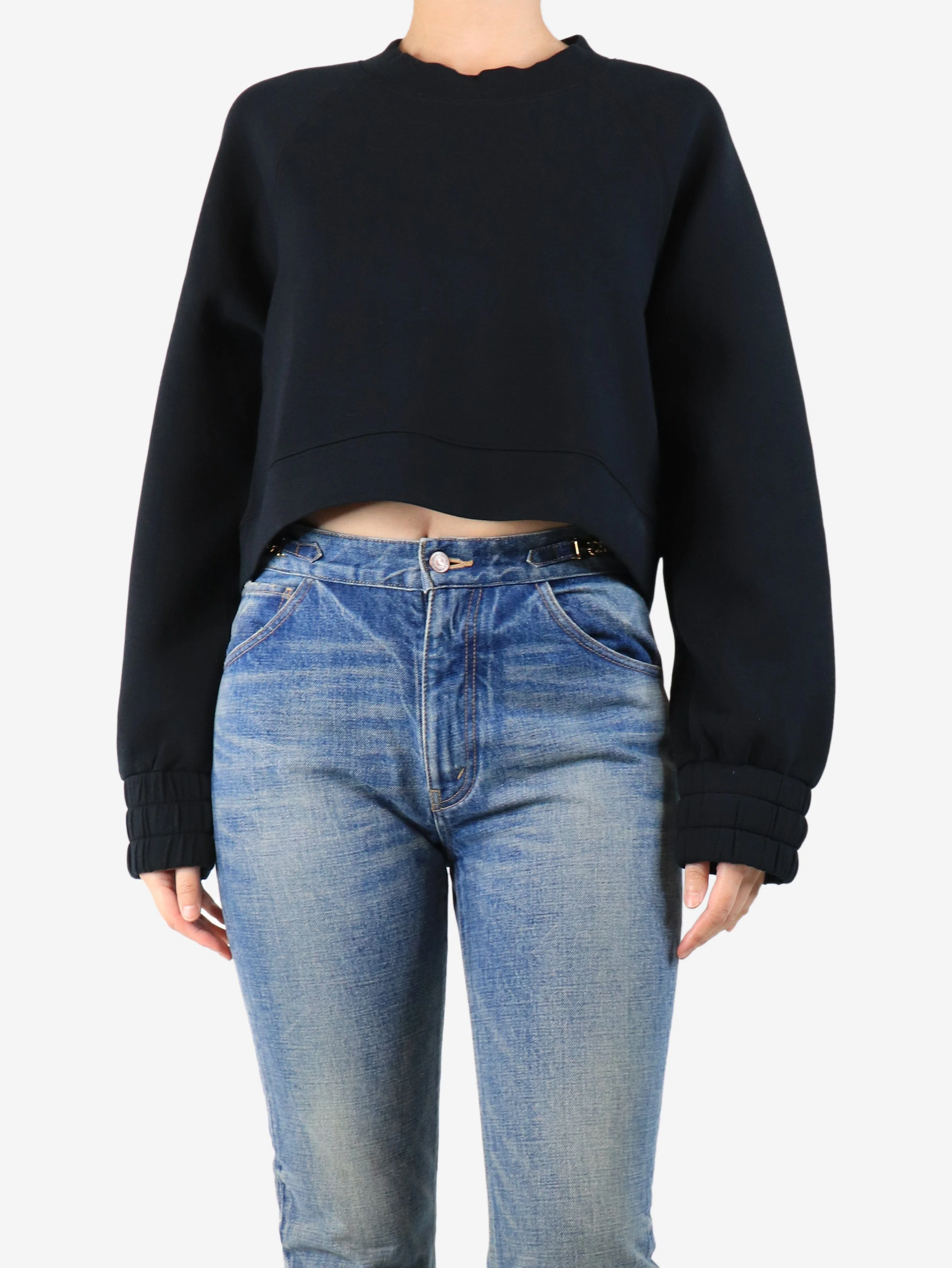 Black cropped scuba sweatshirt - size L - Image 3