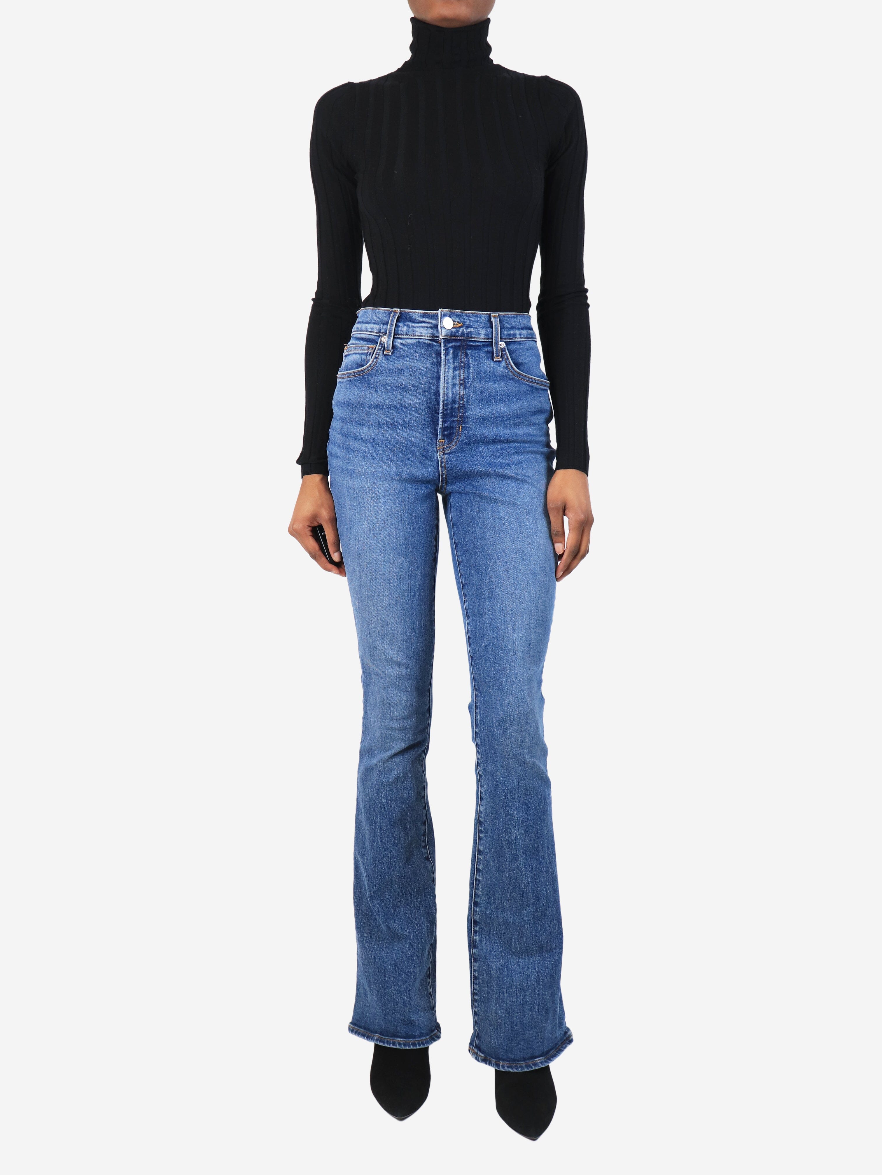 Blue high-rise skinny flare jeans - size UK 8 - Image 2