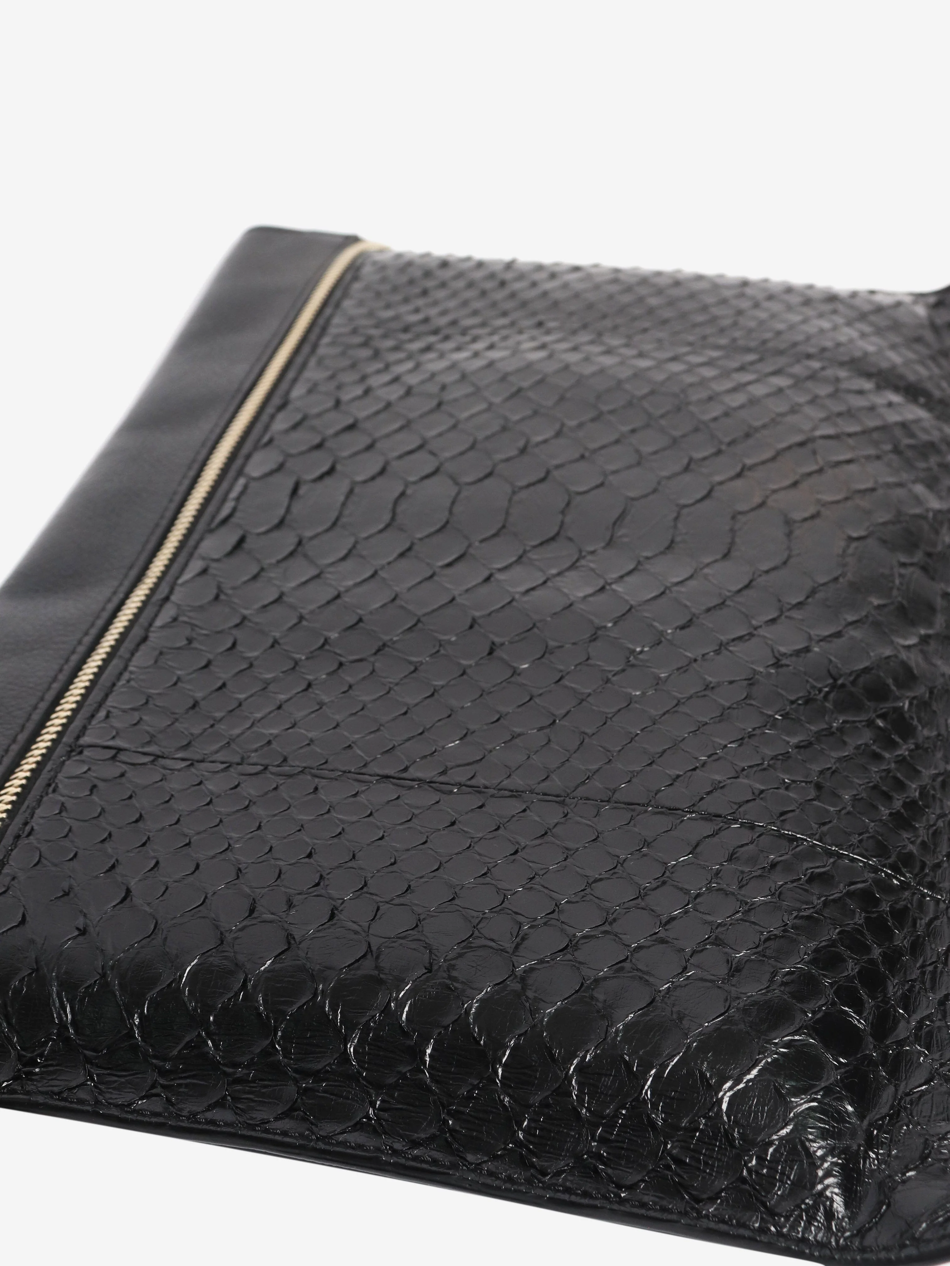 Black snakeskin embossed clutch - Image 3