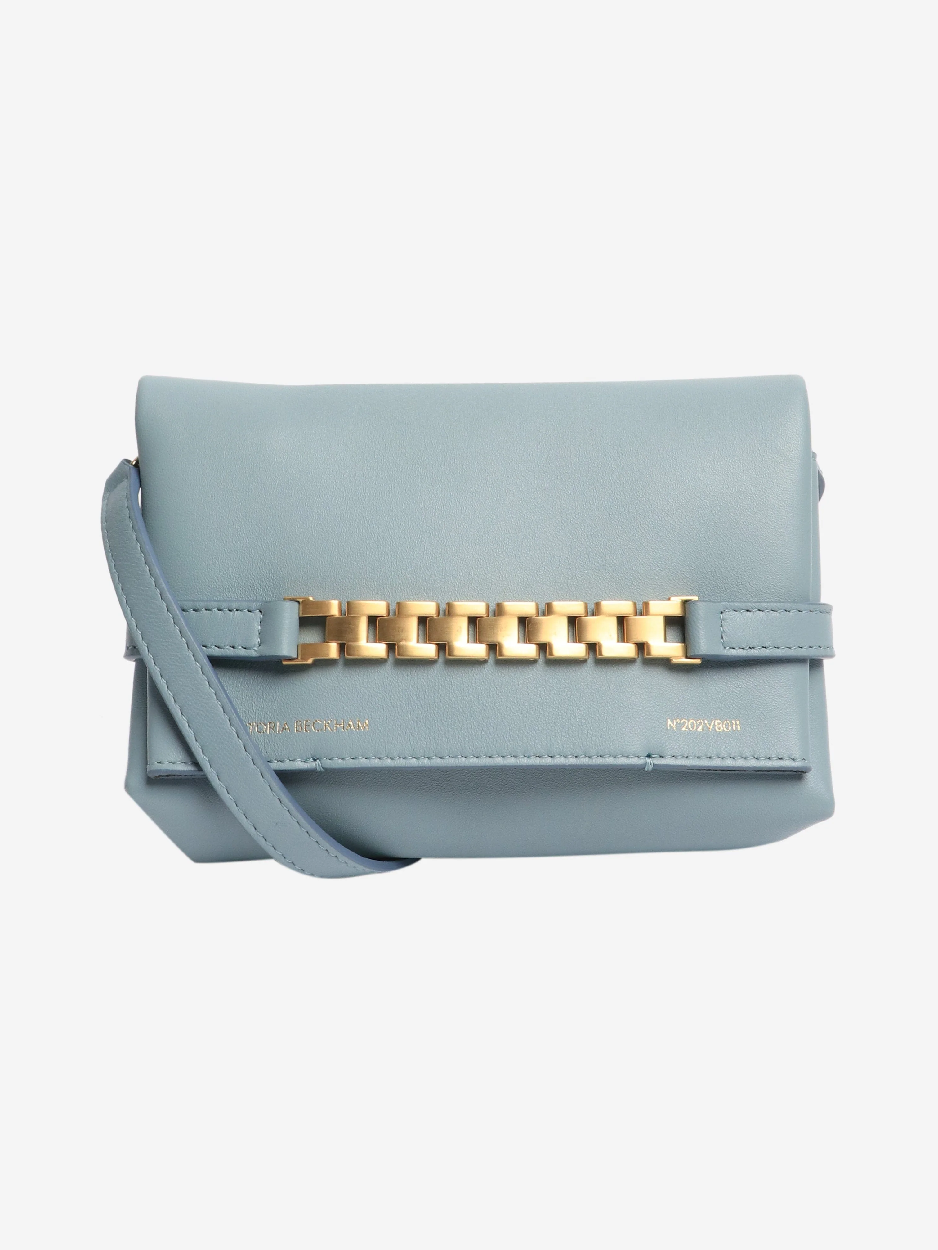 Light blue chain leather crossbody bag