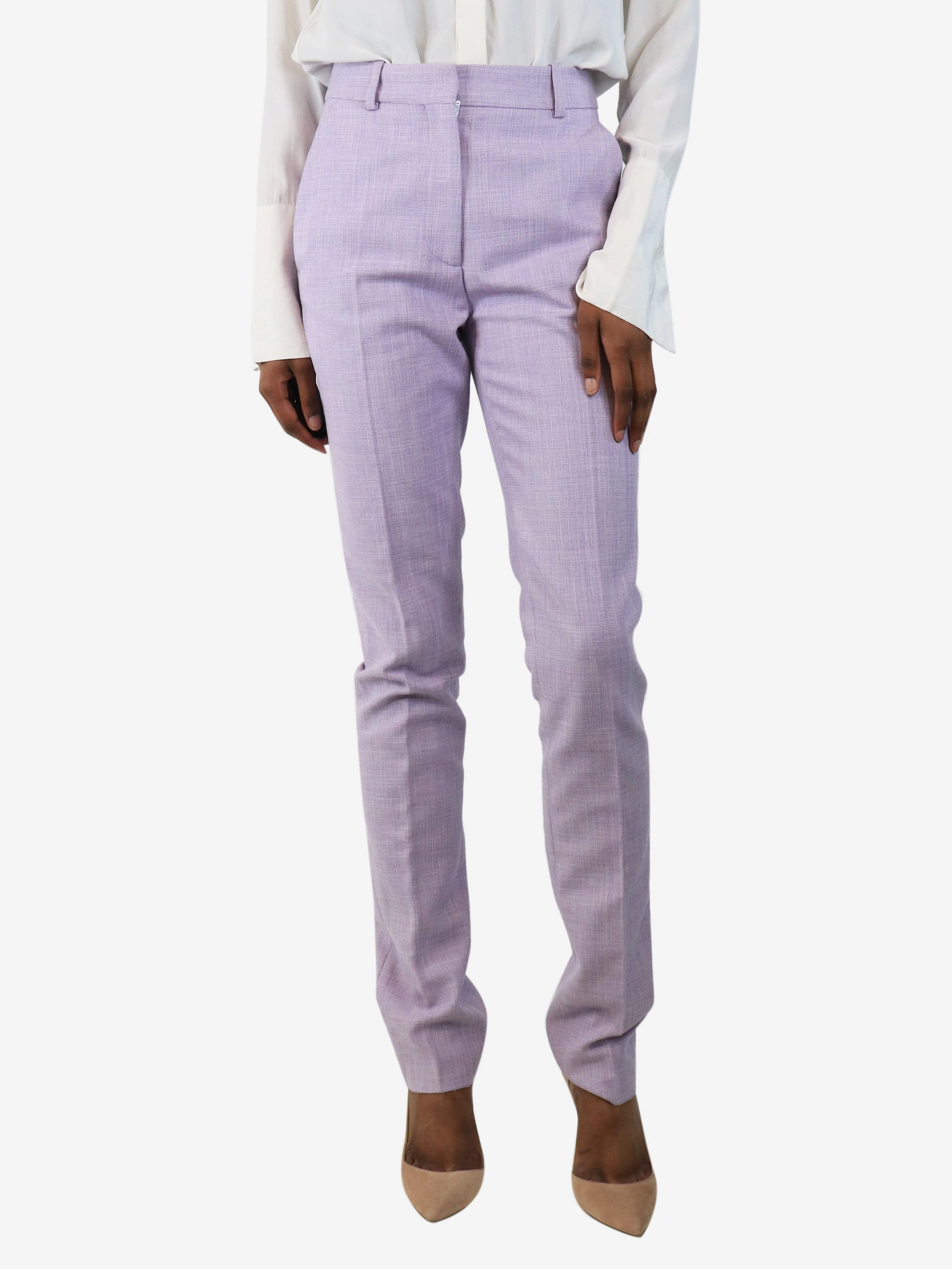 Purple tailored trousers - size UK 8