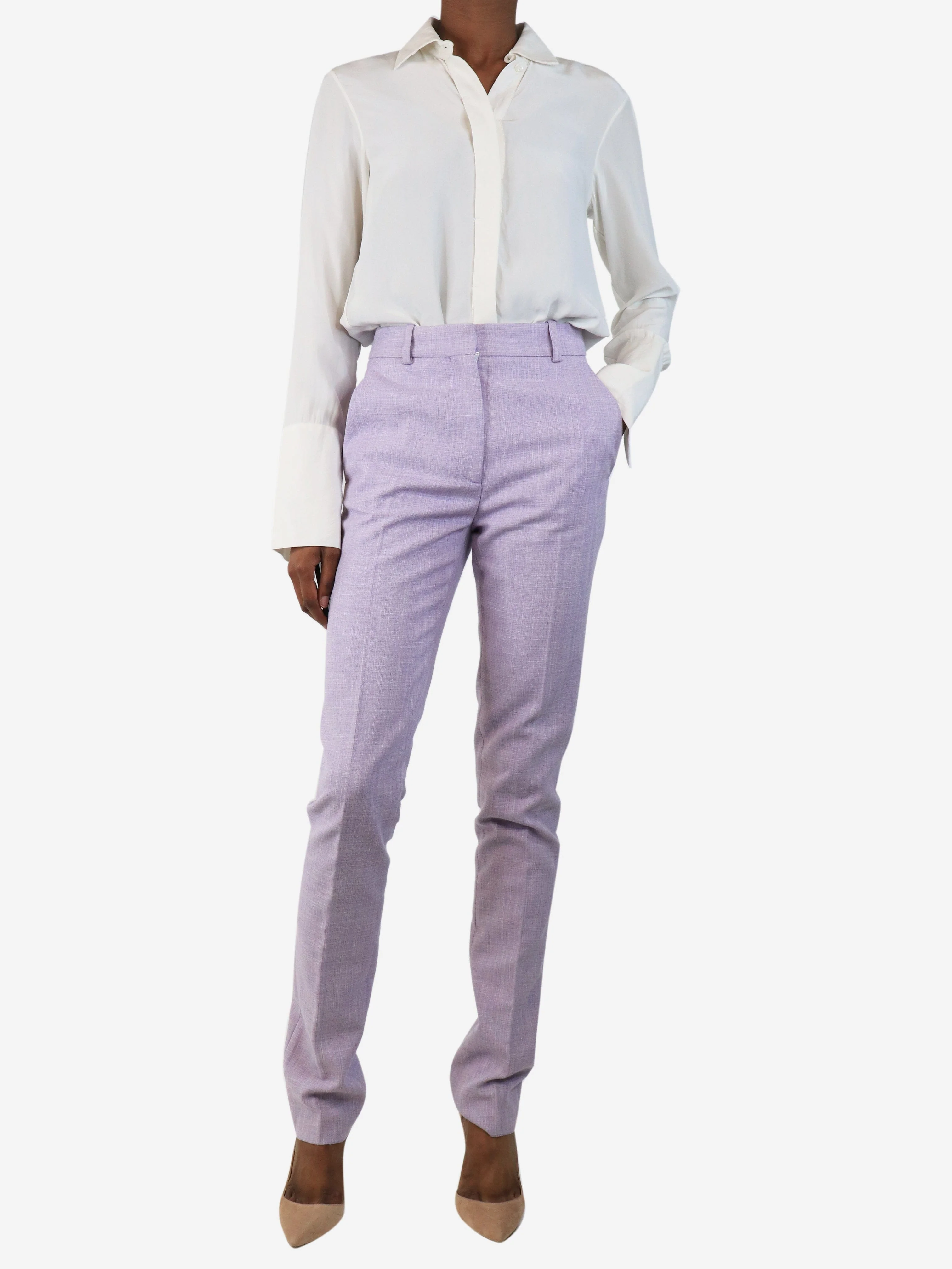 Purple tailored trousers - size UK 8 - Image 2
