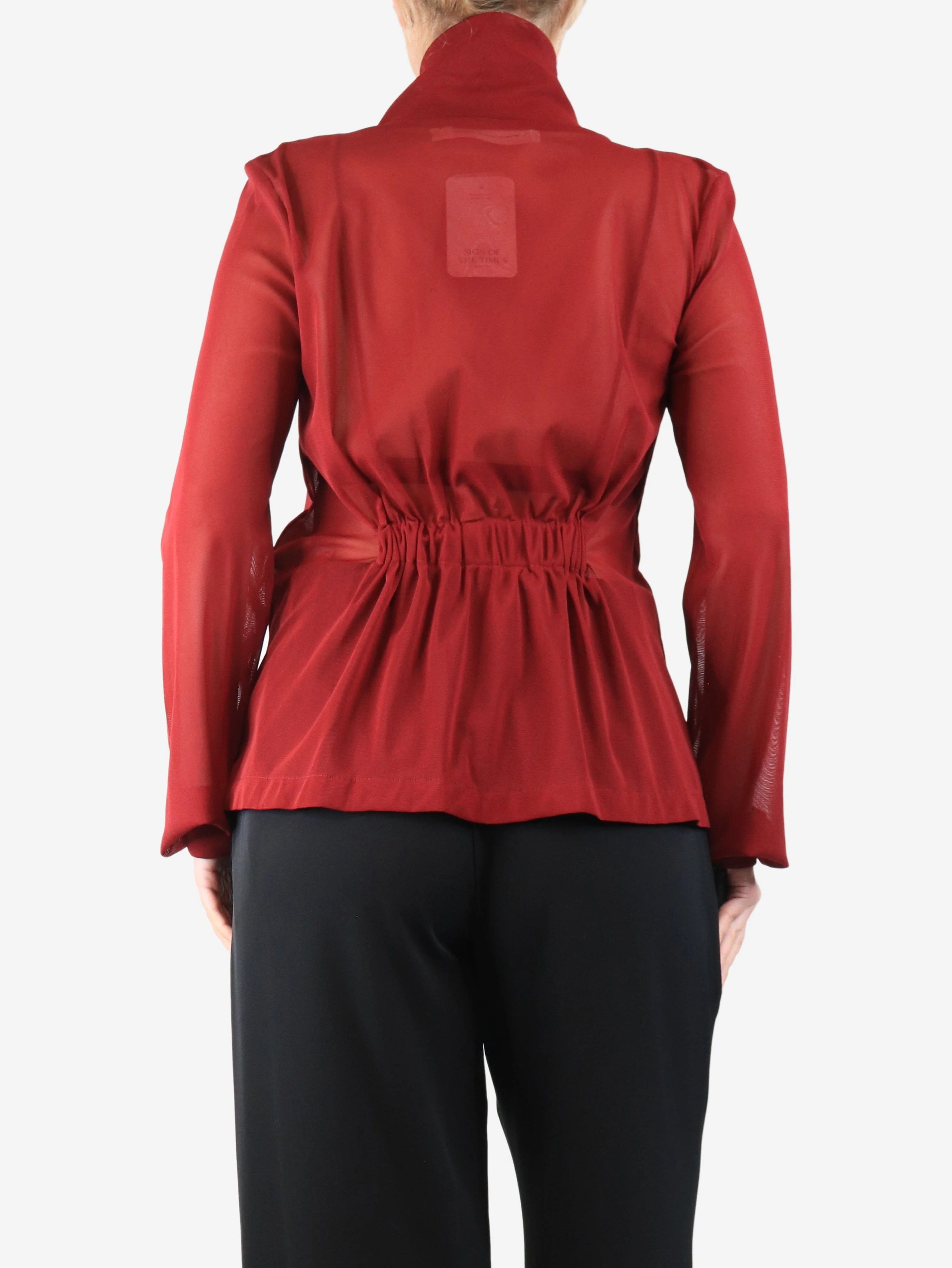 Red mesh long sleeved top - size UK 8 - Image 2