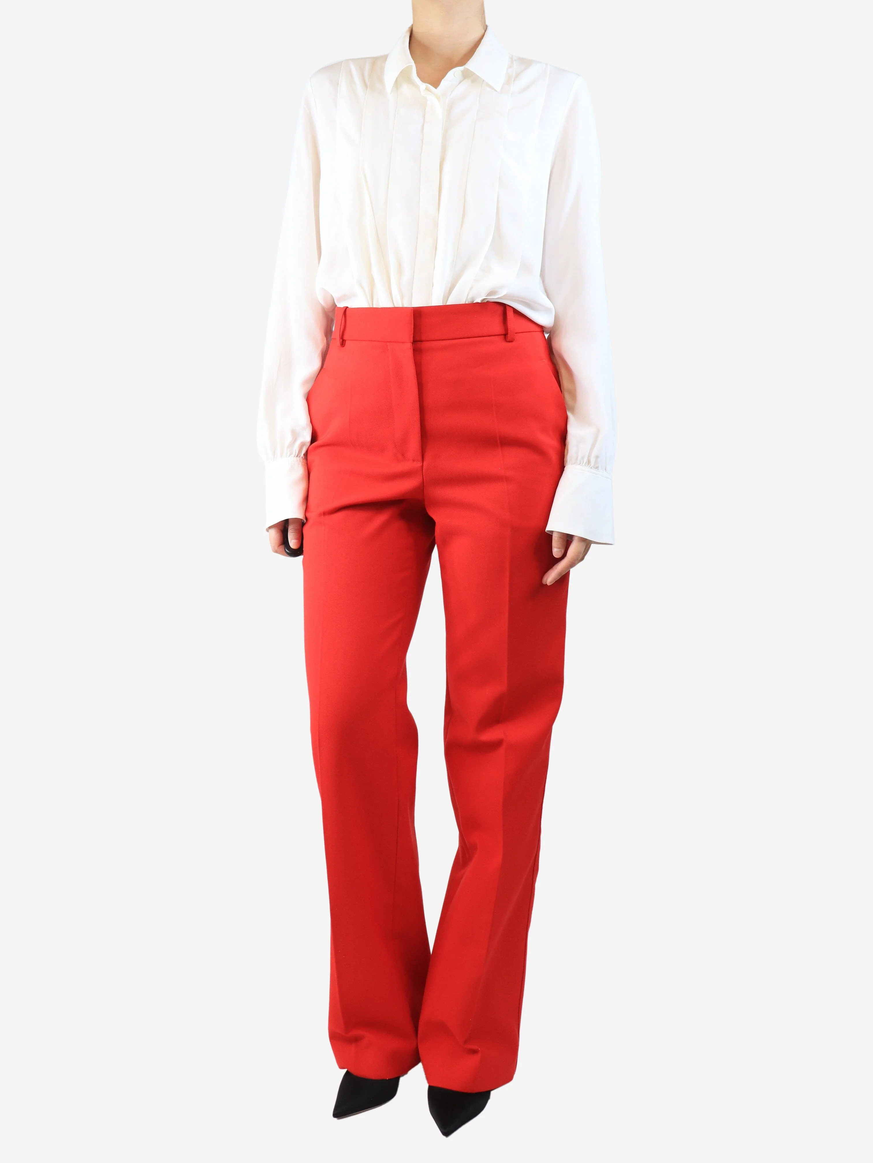 Red straight-leg trousers - size UK 10 - Image 2